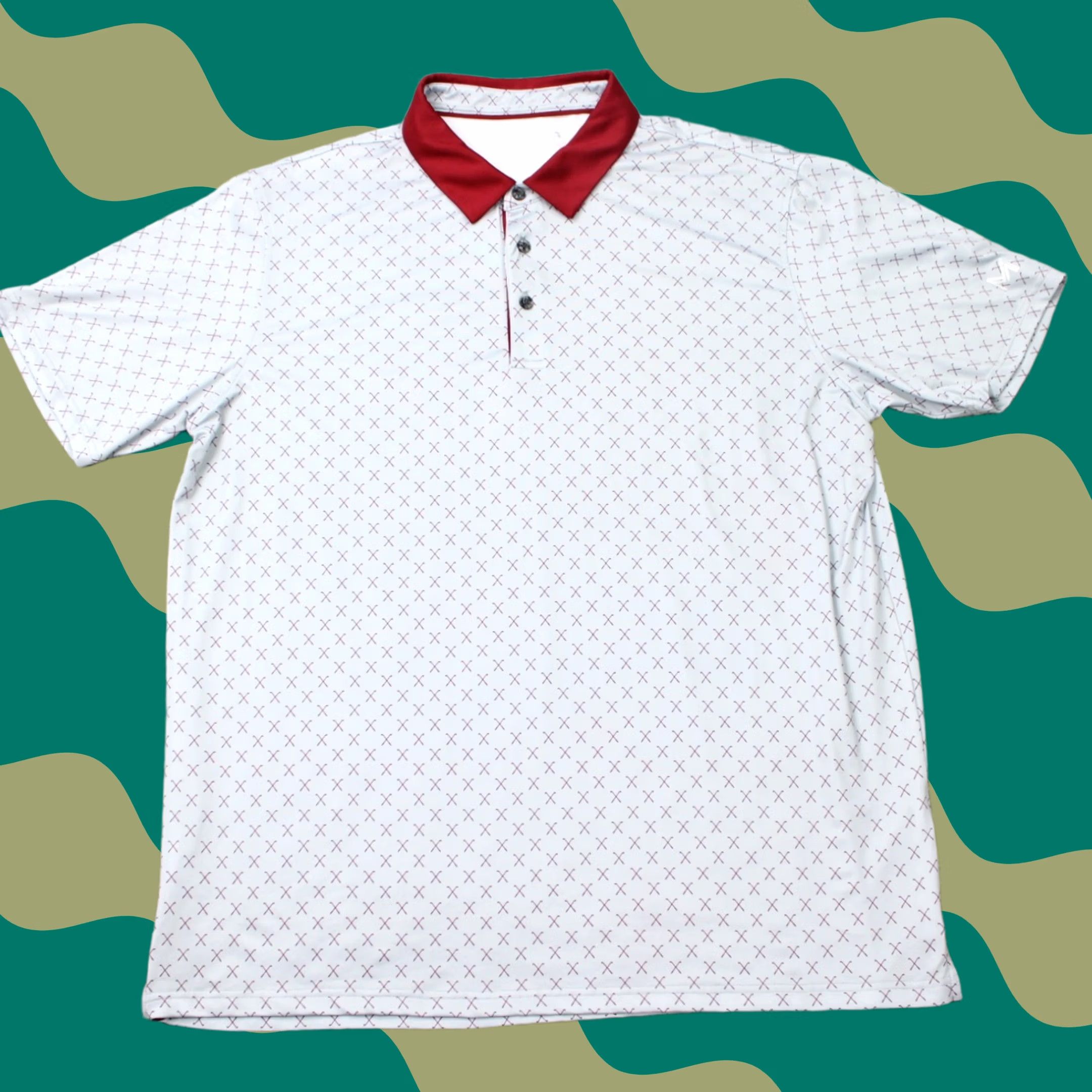 Vintage Maelreg Polo Shirt Mens XL Gray/Red Golf Club All Over Print S/S Shirt Polo Stadium Sports Shirt Mens XL Gray/Red 90s Size US XL / EU 56 / 4 - 1 Thumbnail