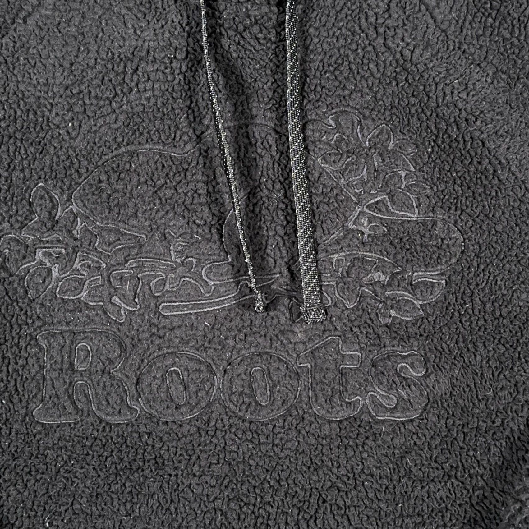 Roots Roots Hoodie Womens Small Black Sherpa Fleece Pullover Kangaroo Pocket Side Zip Size S / US 4 / IT 40 - 2 Thumbnail
