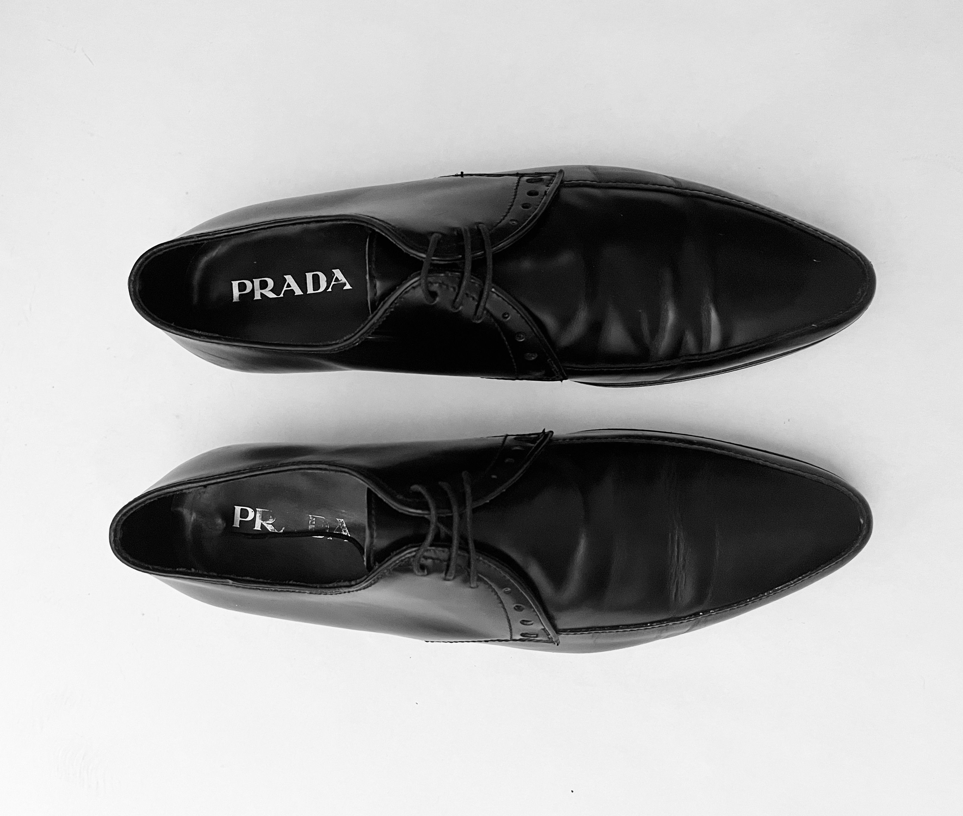 Prada black derby lace-up shoes Size US 8 / EU 41 - 5 Thumbnail