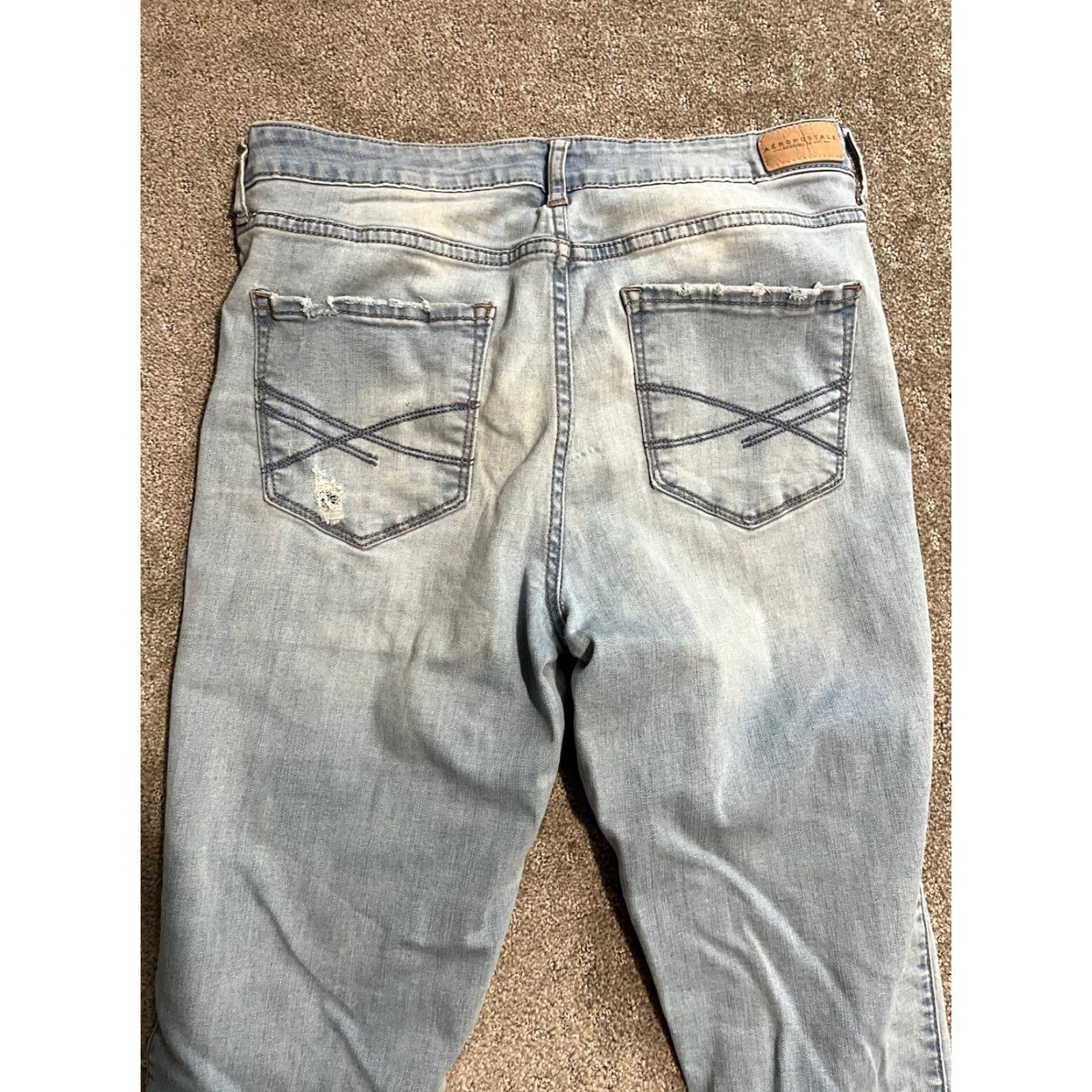 Vintage Womens Aéropostale High Waisted Distressed Ankle Jeans, Size 8, Blue, Raw Hem Size 30" / US 8 / IT 44 - 2 Thumbnail