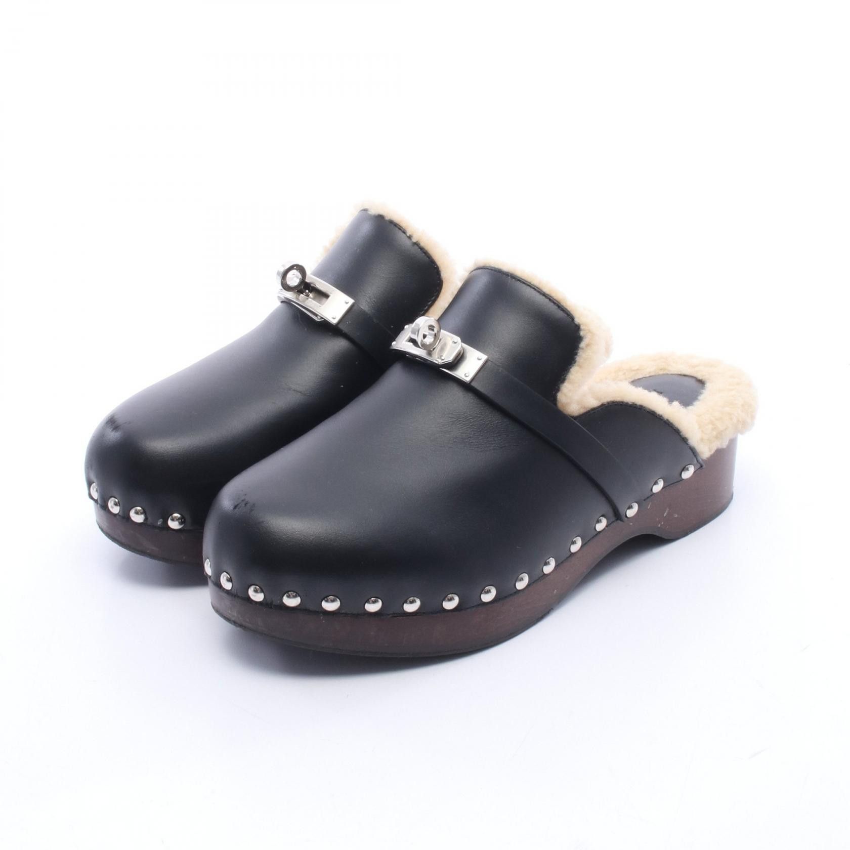 Hermes Hermes Hermes Carlotta Kelly Buckle Leather Mouton Clogs Leather Shoes DUTY FREE for USA Size ONE SIZE - 1 Thumbnail