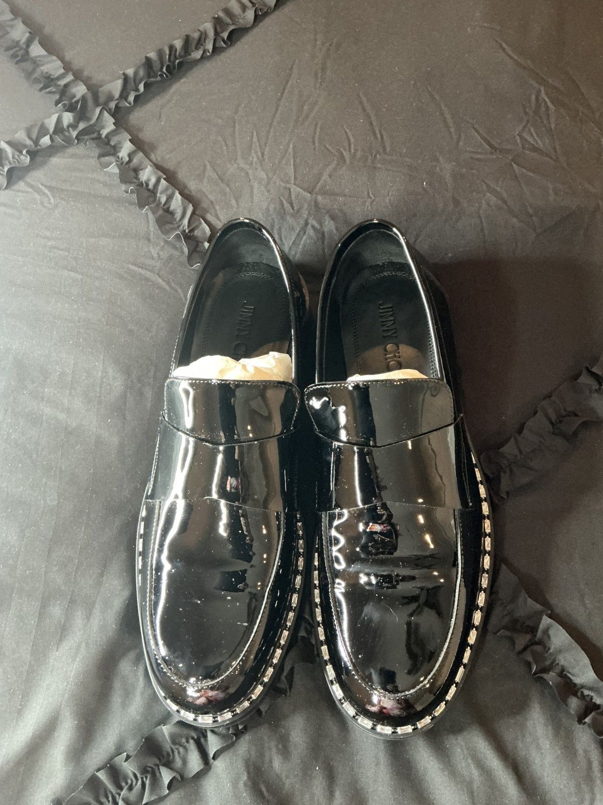 Jimmy Choo Versace Black Patent Espadrille Loafers Size US 11.5 / EU 44-45 - 4 Thumbnail