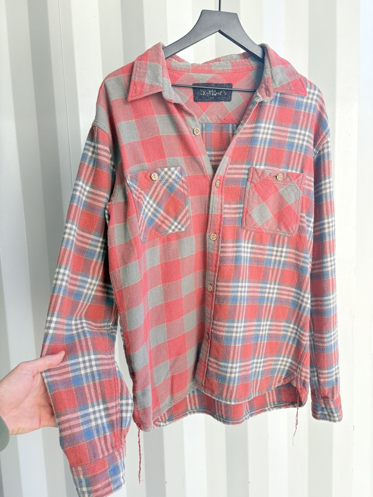 Vintage 50/50 Pattern Flannel Shirt Faded Distressed Size US L / EU 52-54 / 3 - 3 Thumbnail