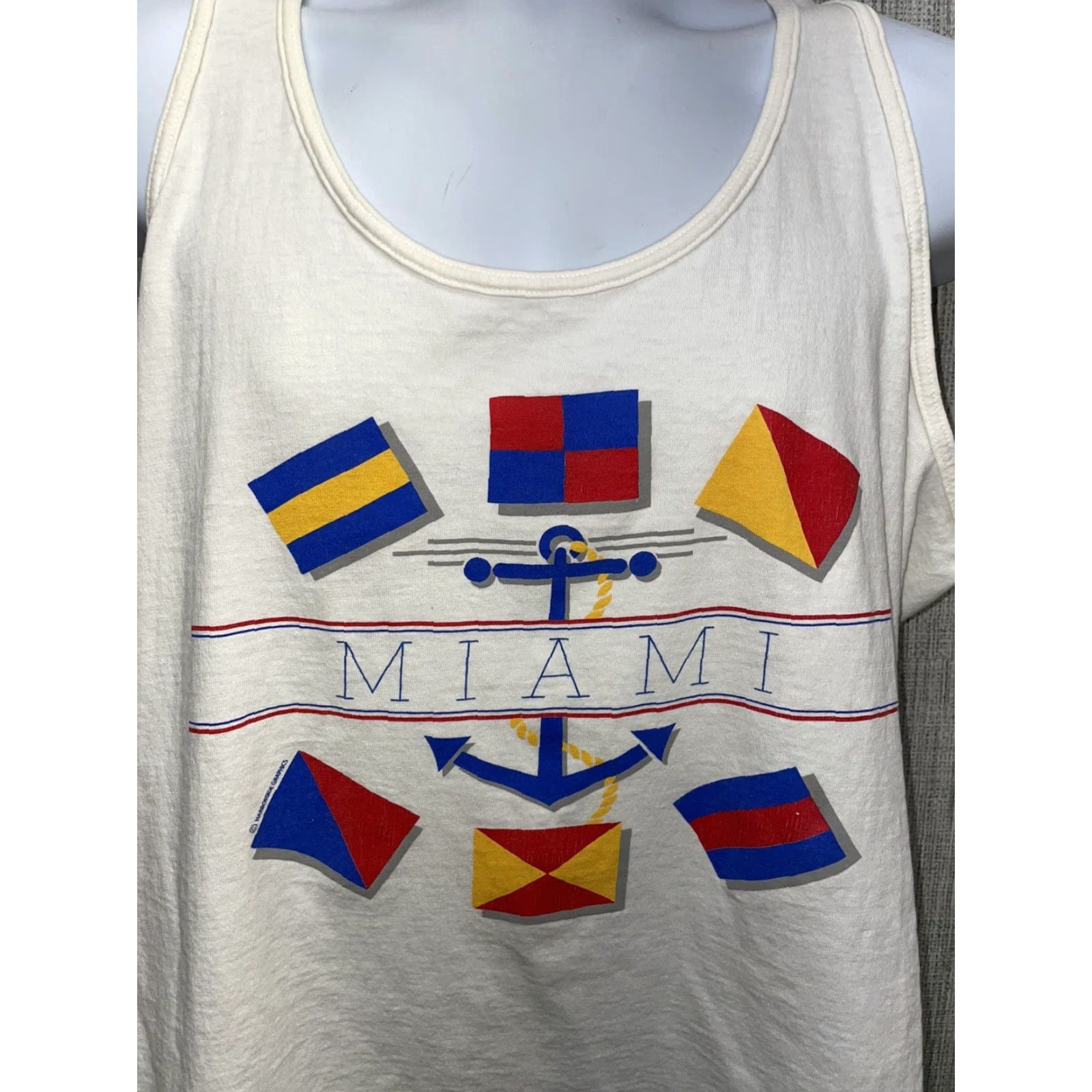 Vintage VINTAGE Signal Muscle Shirt USA Miami Mens XL White T-Shirt Size US XL / EU 56 / 4 - 3 Thumbnail
