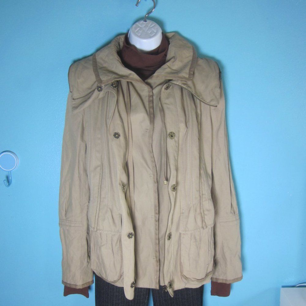 Elie Tahari Elie Tahari Womens Size M Khaki Zip Front Trench Style Stowa Size M / US 6-8 / IT 42-44 - 8 Thumbnail