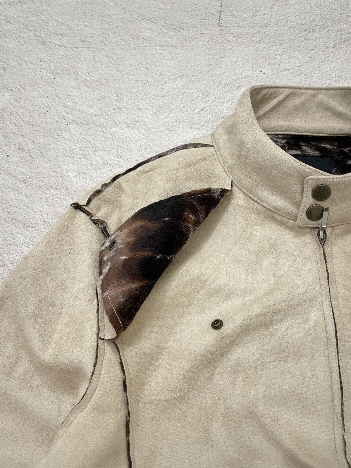14th Addiction 2000s Esquire Cream Leather Moto Jacket Stand Collar Y2K Size US M / EU 48-50 / 2 - 4 Thumbnail