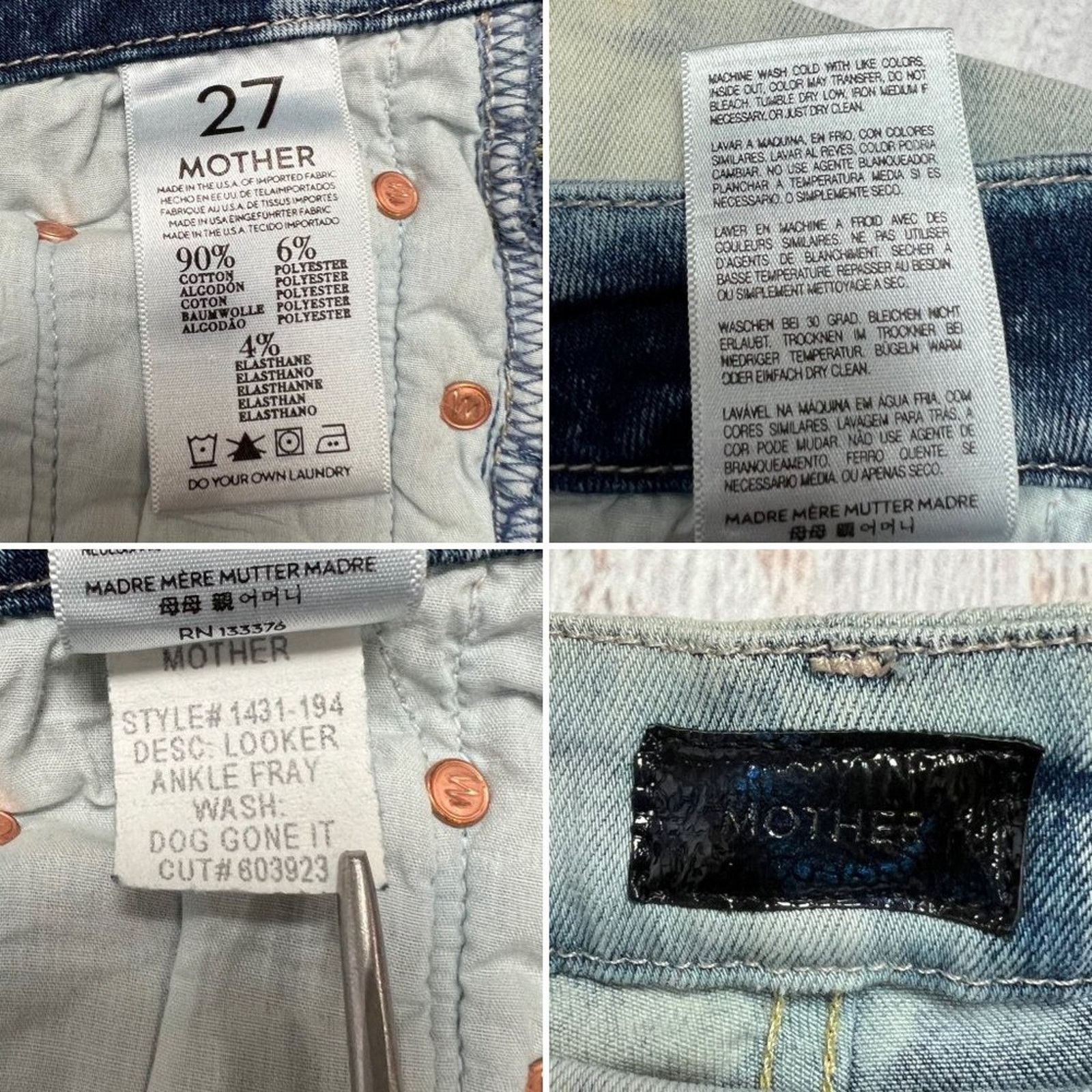 MOTHER DENIM Looker Ankle Fray Jeans SIZE 27 Dog Gone It