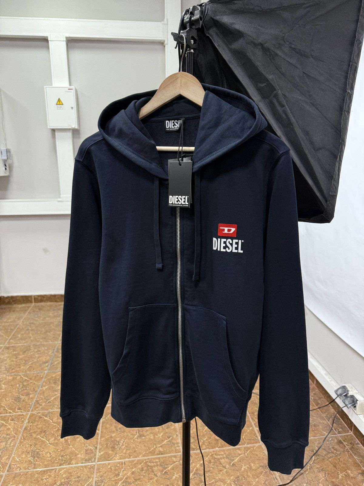 🇺🇸 NWT❗️Diesel Full Zip Hoodie Blue For Successful Living Y2K