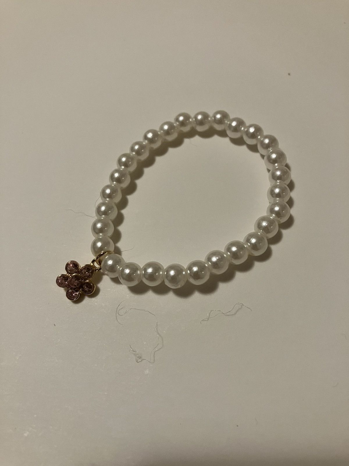 Handmade Faux Pearl Gold Pink Gemstone Flower Star Bracelet Size ONE SIZE - 2 Thumbnail