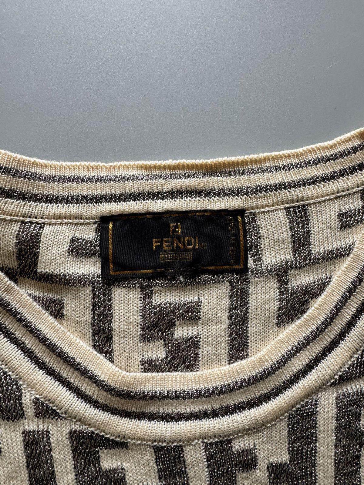 Fendi 2000s Fendi FF Monogram Knit Tshirts S/Sleeves Size S / US 4 / IT 40 - 2 Thumbnail