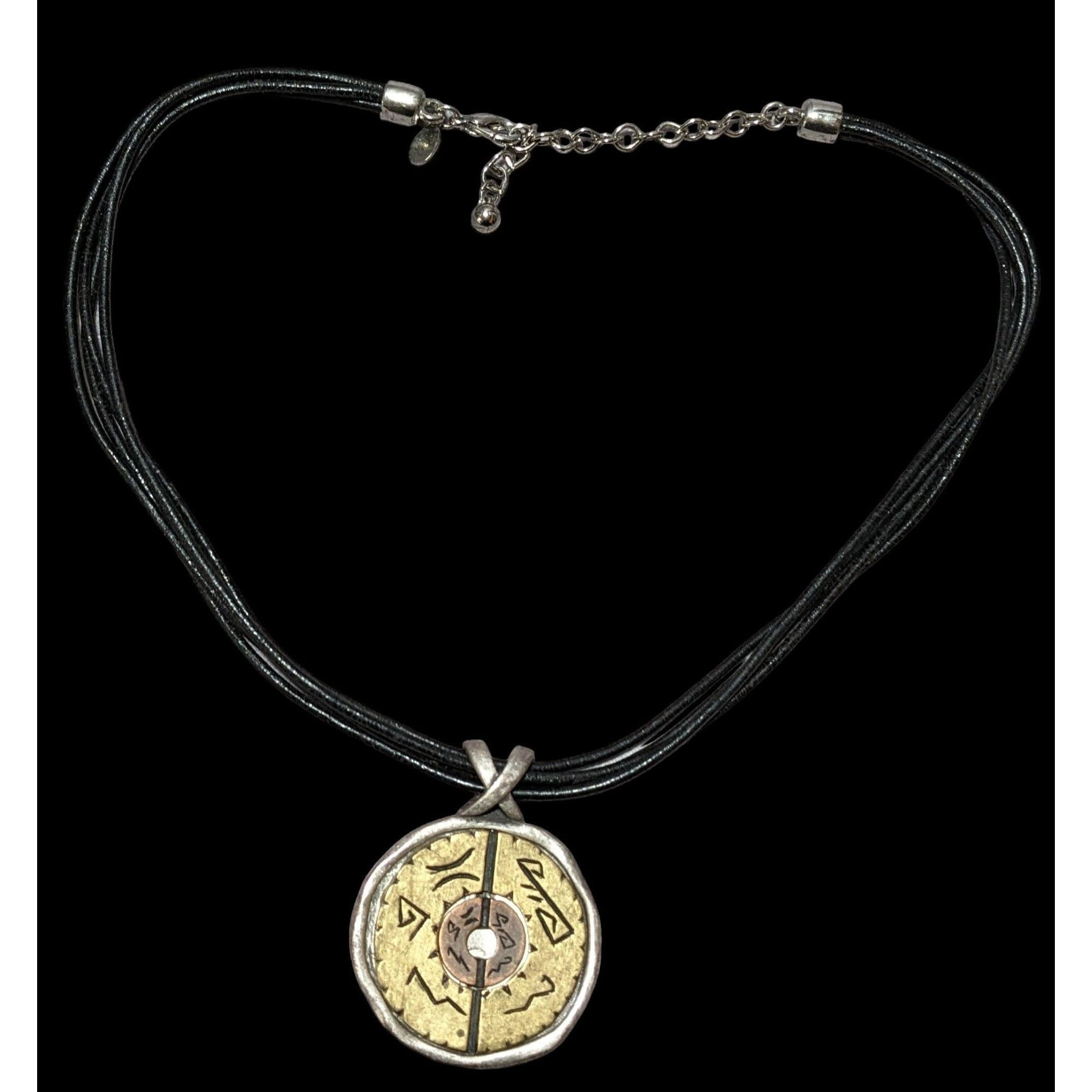 Chicos Chico's Vintage Brutalist Mixed Metal Pendant Necklace Size ONE SIZE - 1 Thumbnail