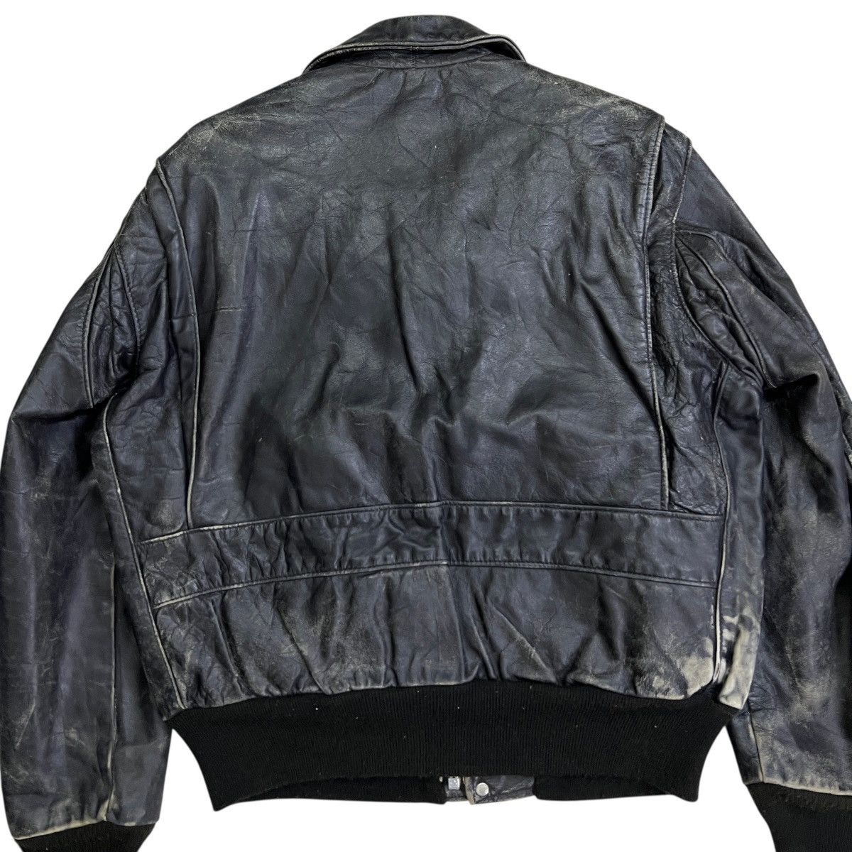 Schott 💥 1970s SCHOTT TYPE A-2 TOPGUN BLACK LEATHER JACKET Size US L / EU 52-54 / 3 - 8 Thumbnail