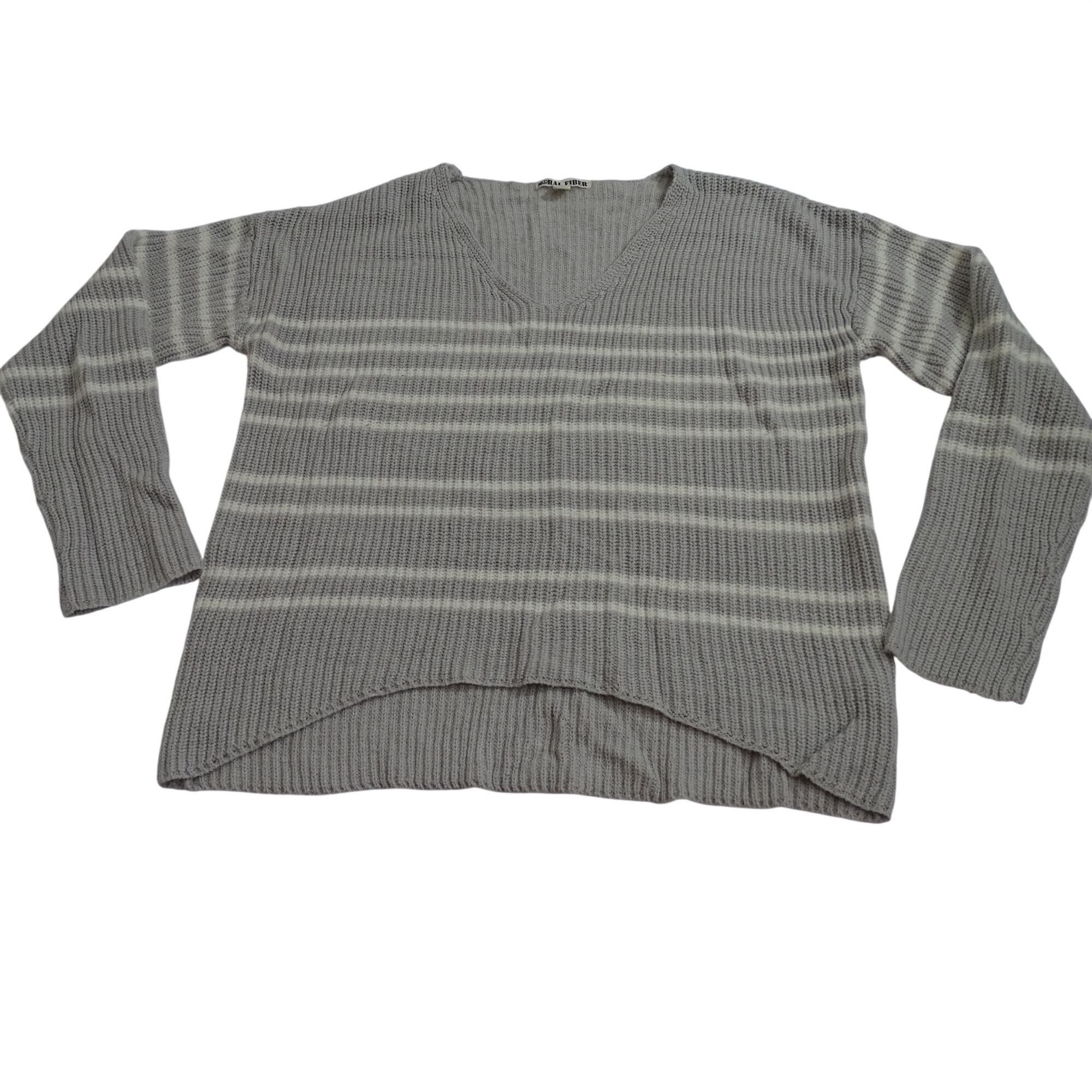 Other Moral Fiber Gray Stripe Acrylic Knit V-Neck Sweater Size XL Size XL / US 12-14 / IT 48-50 - 1 Thumbnail