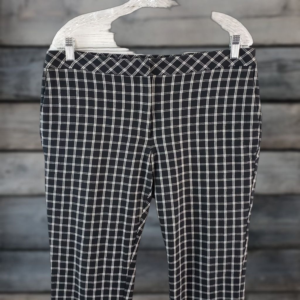 J. Jill J Jill Womens Premium Bi-Stretch Cropped Pants Sz 12 Black White Plaid Mid Rise Pants Women-Adult Casual Cropped 25.5 Inseam Mens? Size 34" / US 12 / IT 48 - 1 Thumbnail