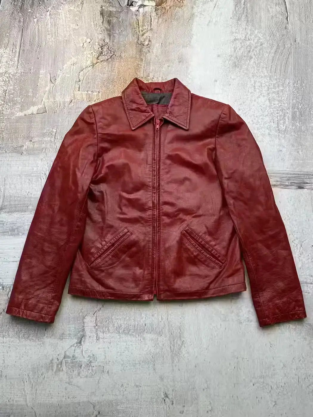 image of Avant Garde x Vintage Buffalo Leather Jacket in Red, Women's (Size Medium)