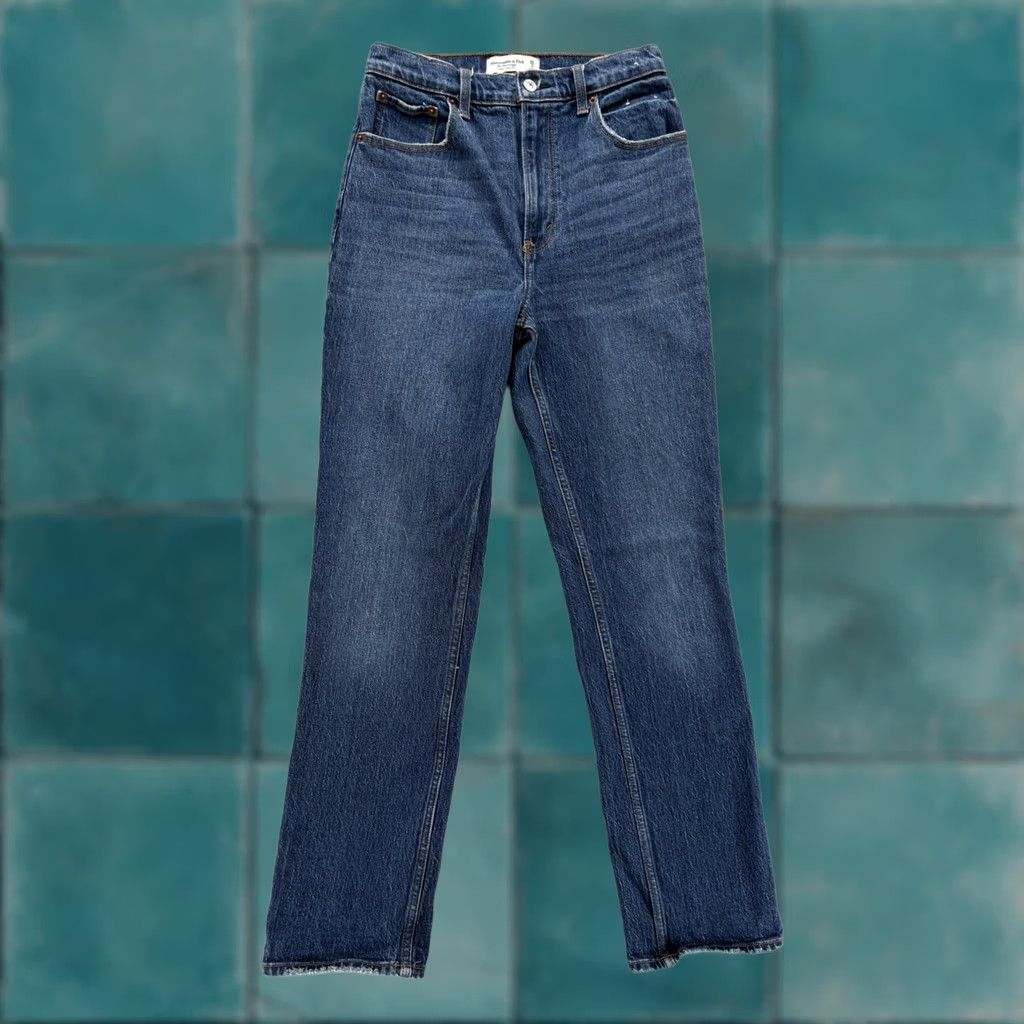 Abercrombie & Fitch Abercrombie & Fitch Jeans Womens 2 Straight 26 Blue High Rise 90s Denim Stretch Cotton Blend Spandex Size 26" / US 2 / IT 38 - 1 Thumbnail