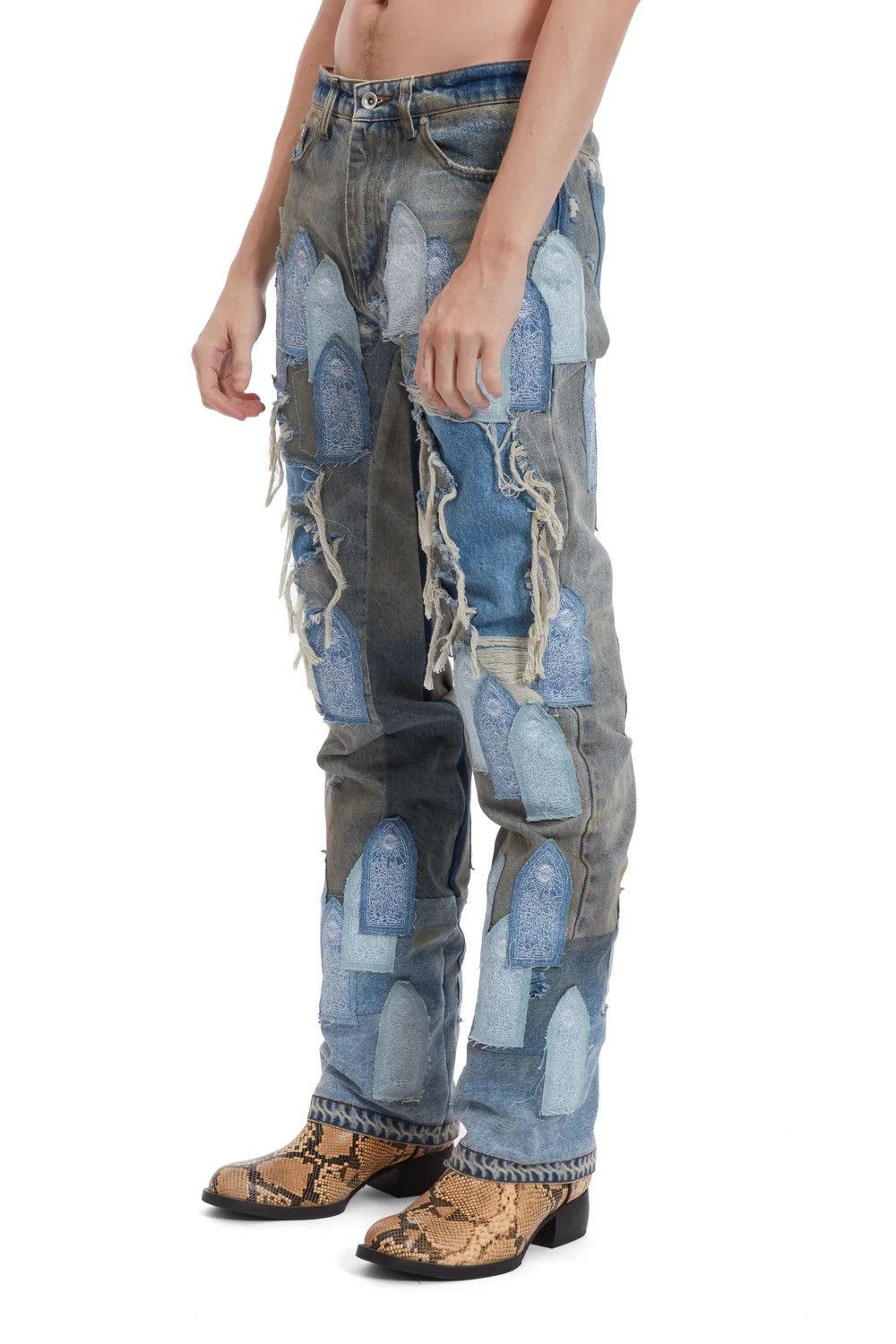 Who Decides War PATCHED ARCH REPAIRED BLOWOUT DENIM Size US 34 / EU 50 - 9 Thumbnail