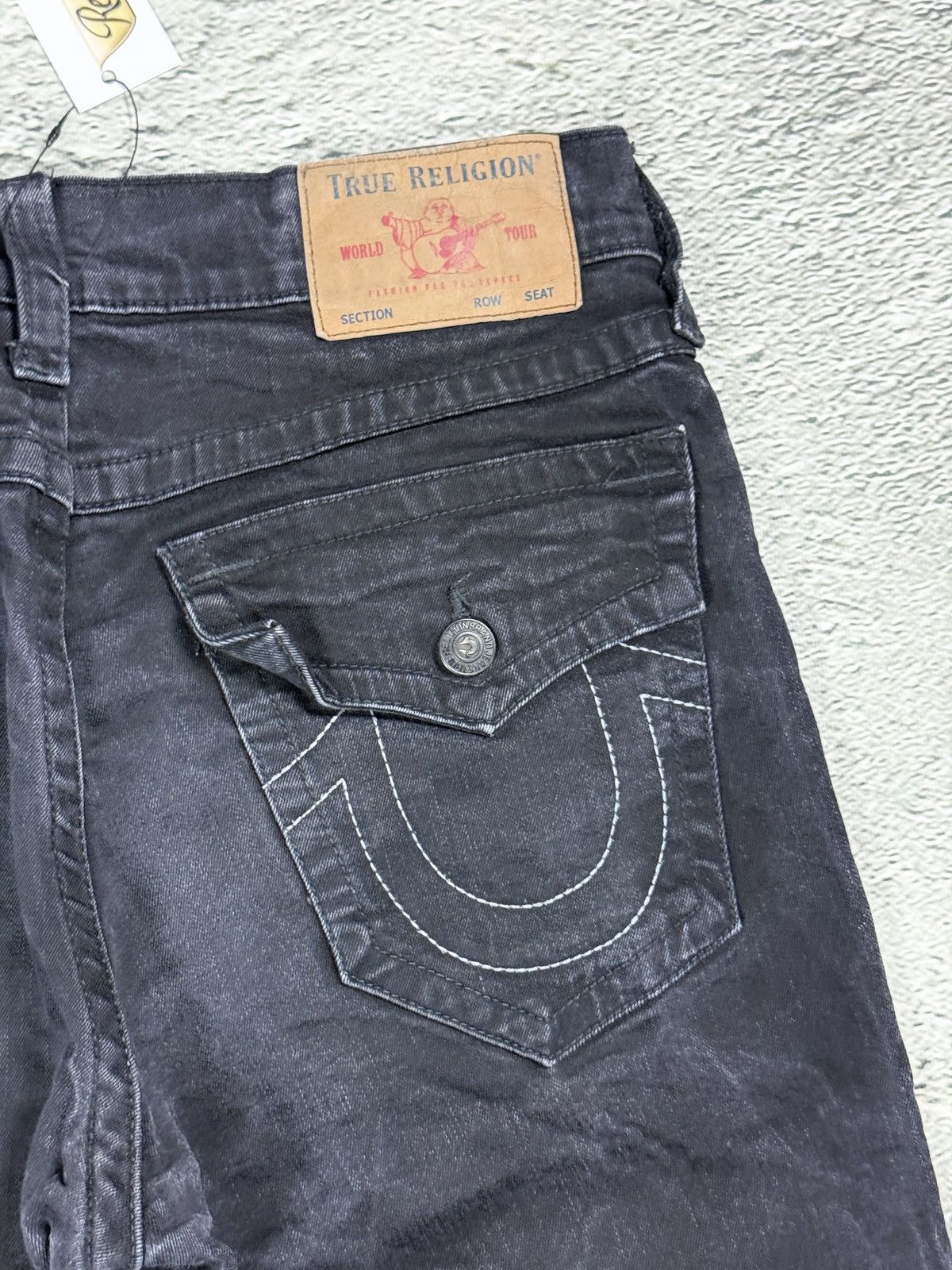 True Religion True Religion black jeans white horseshoe logo Y2K Rocco Size US 34 / EU 50 - 4 Thumbnail