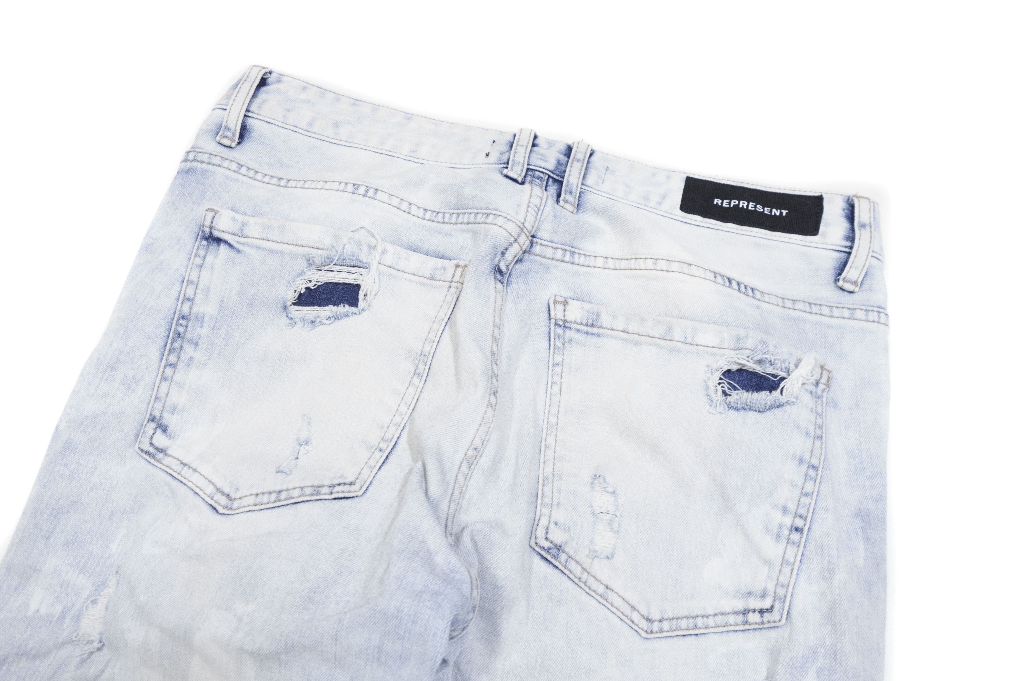 Represent Clo. Repaired Destroyer Denim Bleached Blue Jeans Size US 32 / EU 48 - 4 Thumbnail