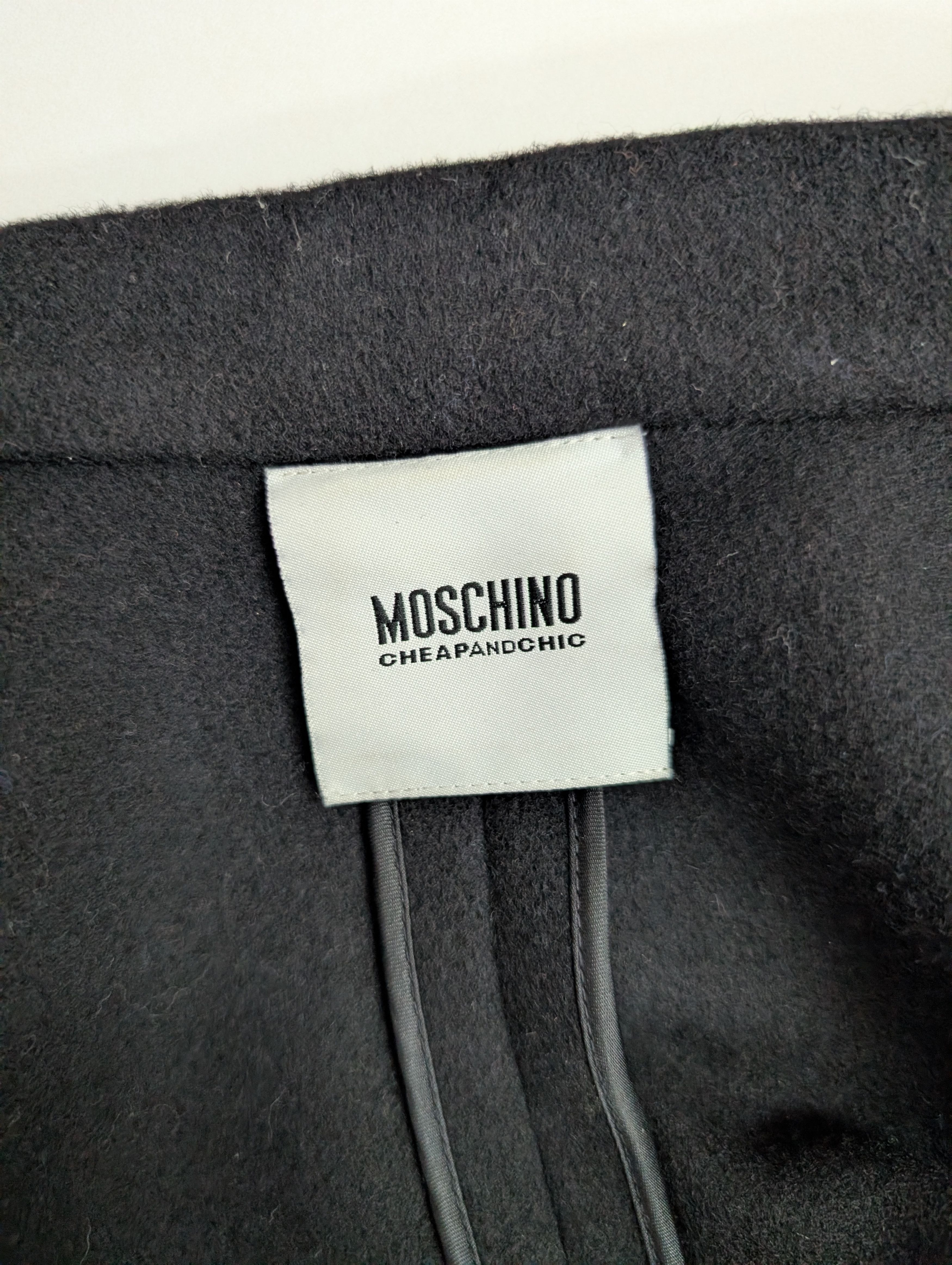 Moschino Black Wool Coat with Ruffle Collar Size S / US 4 / IT 40 - 4 Thumbnail