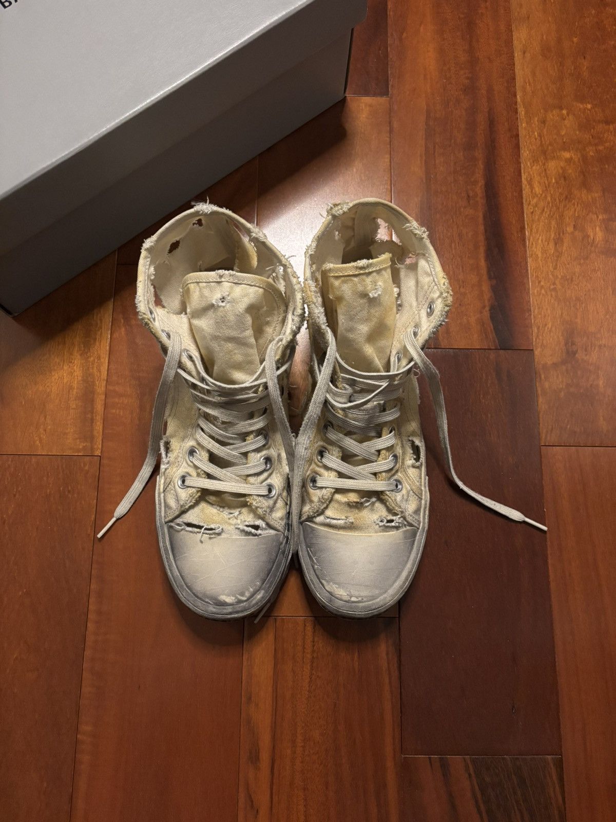 Balenciaga Balenciaga Paris High Destroyed Sneakers Limited White/Black Size US 9 / EU 42 - 3 Thumbnail