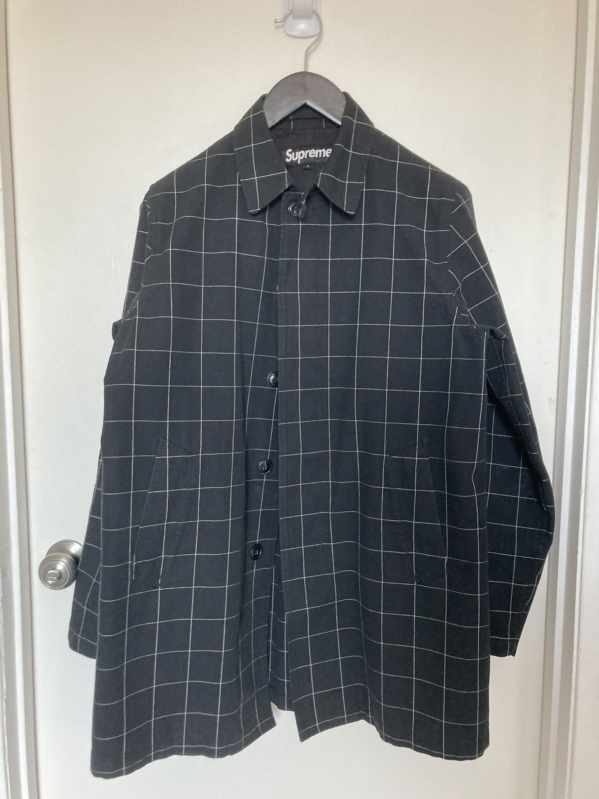 Supreme windowpane trench coat store