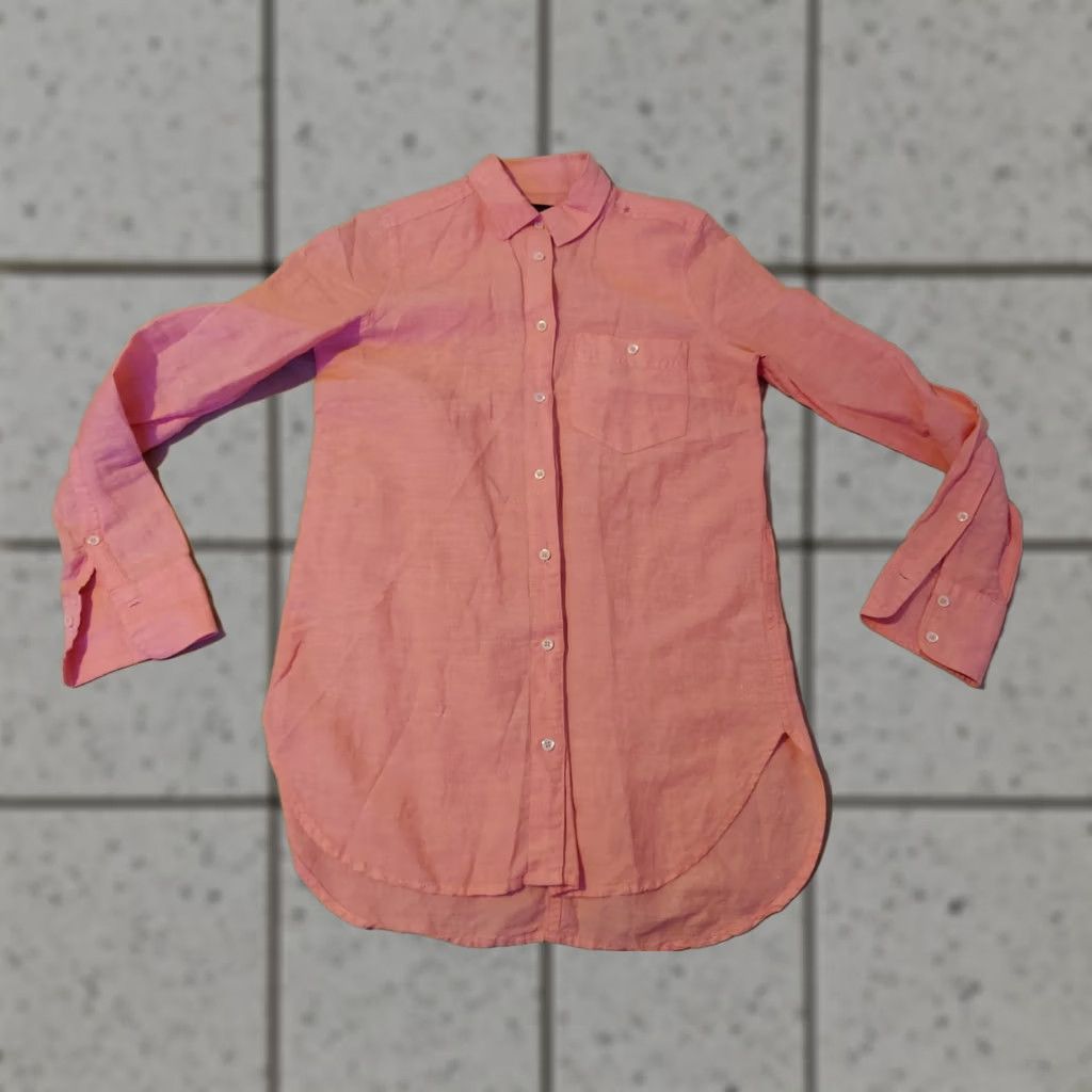 J.Crew J. Crew Pink Linen Button Shirt Blouse Womens Size 0 Long Sleeve Collared Casual Size XS / US 0-2 / IT 36-38 - 1 Thumbnail