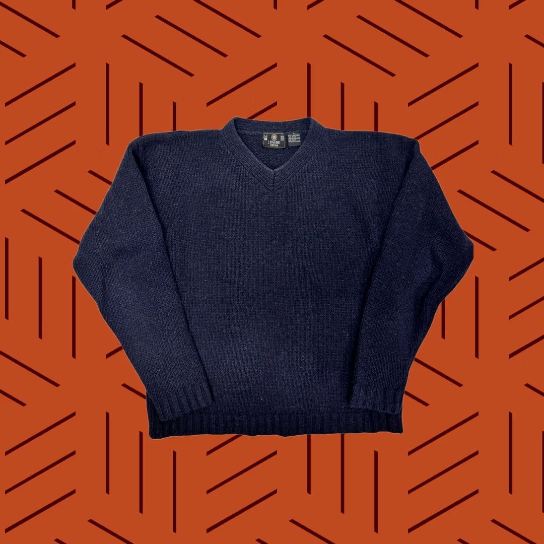 Vintage VINTAGE J. Riggings Sportswear Men's V-Neck Sweater Navy Blue S Ribbed Cuffs Ribbed Hem Heathered Solid Fall Winter 90s Mens Size US S / EU 44-46 / 1 - 1 Thumbnail