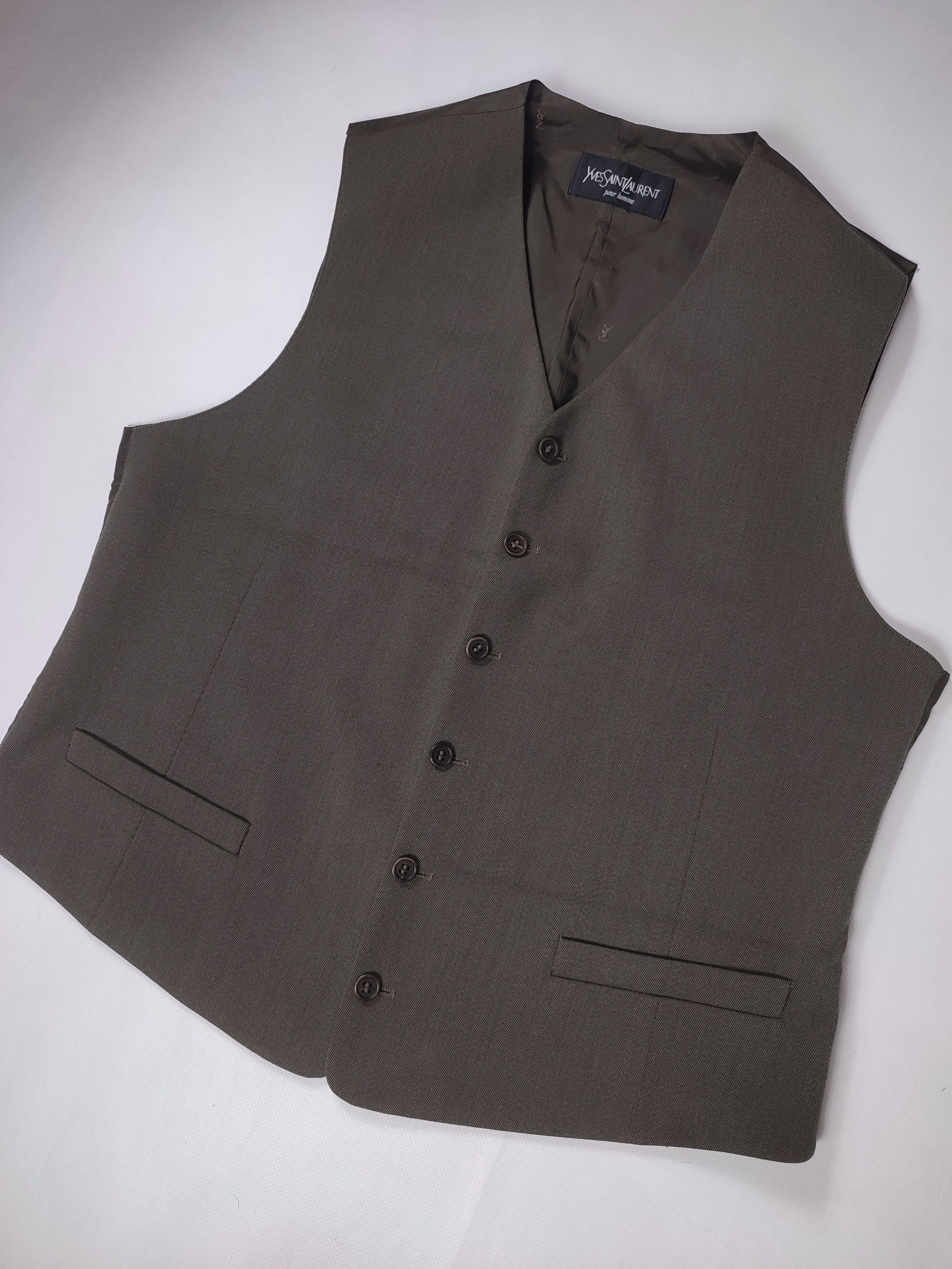 Vintage YSL khaki wool suit vest Size 38R - 3 Thumbnail