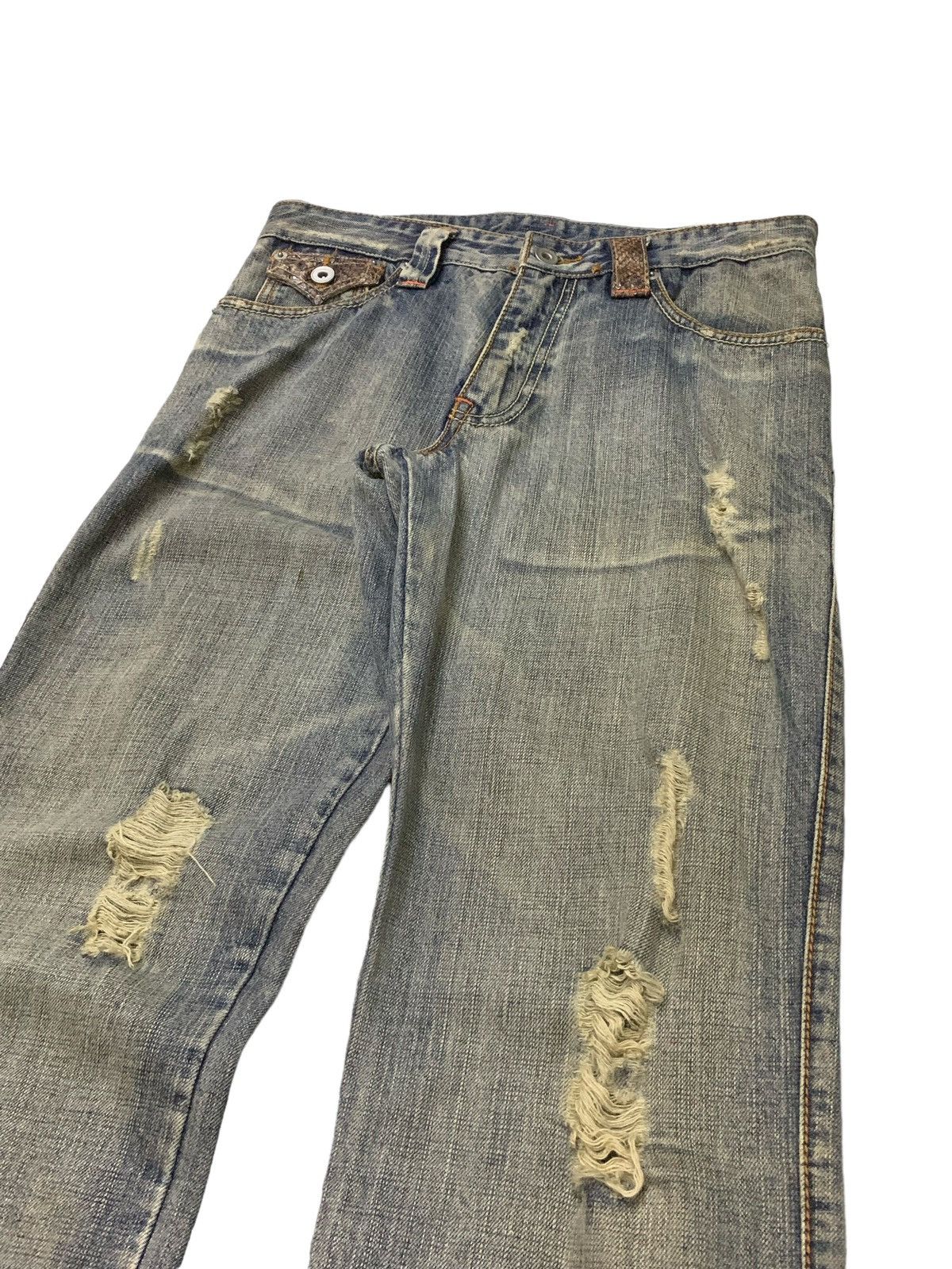 If Six Was Nine × Japanese Brand × Tornado Mart Takaio Japan Snake Trimmed Mud Wash Flared Distressed Jeans Size US 30 / EU 46 - 5 Thumbnail