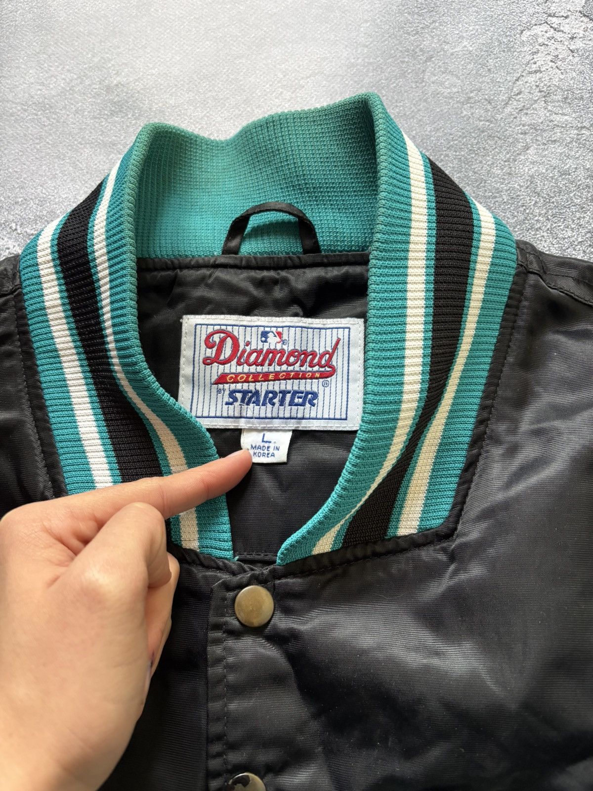 Starter Vintage 90s MLB Florida Marlins Starter Diamond Satin Jacket Size US L / EU 52-54 / 3 - 11 Thumbnail