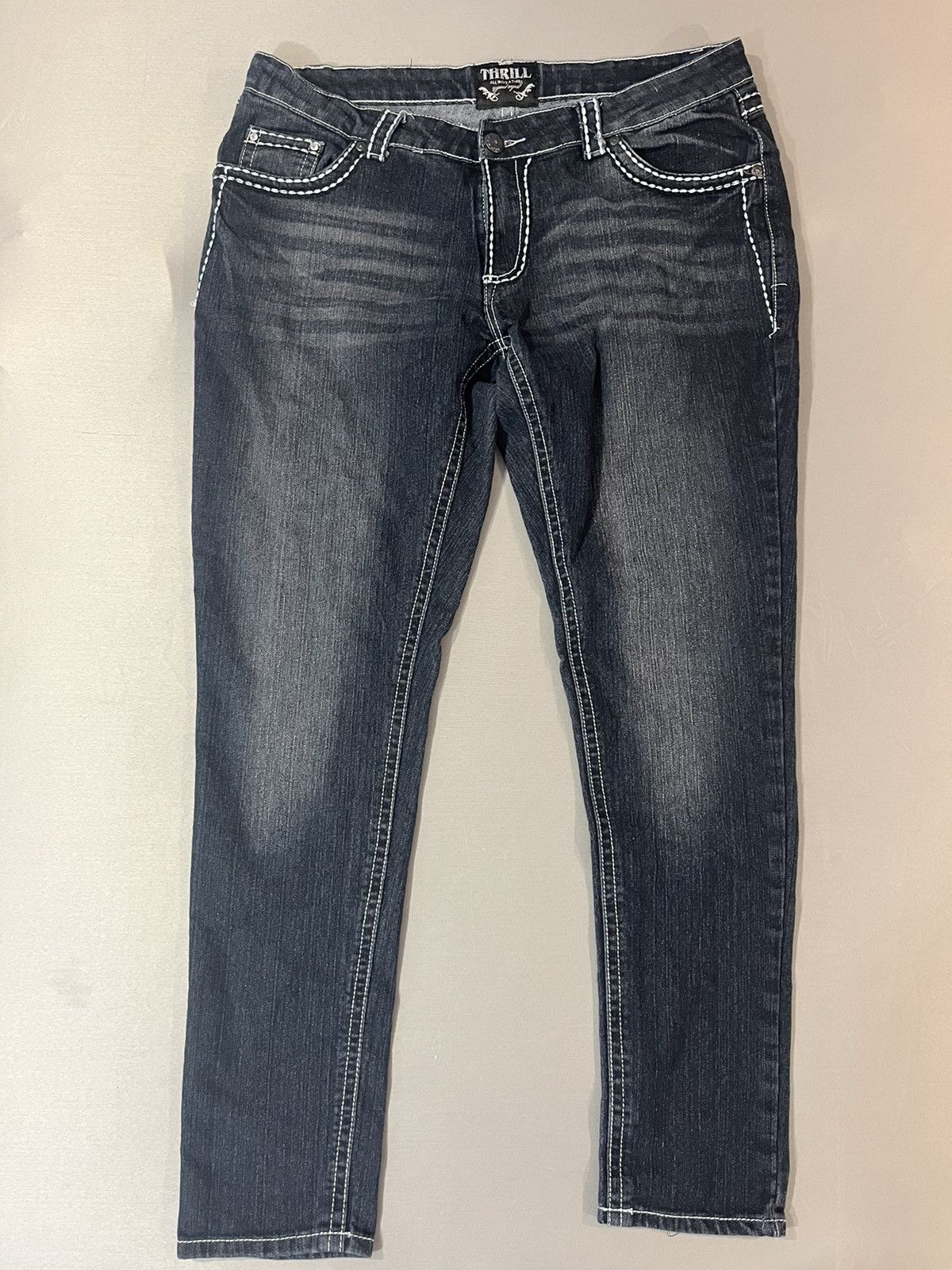 Been Trill Womens Y2K Rinestone Trill Low Rise Bootcut Jeans Size 38" / US 16 / IT 52 - 3 Thumbnail