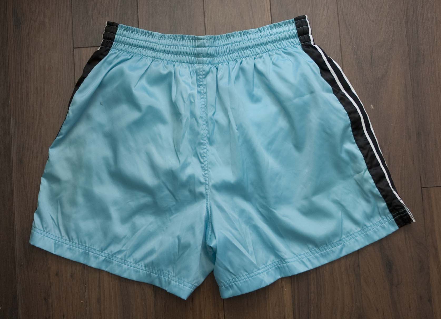 Nike × Vintage Nike Shorts Vintage Shiny Size L /35 Blue Size US 35 - 2 Thumbnail