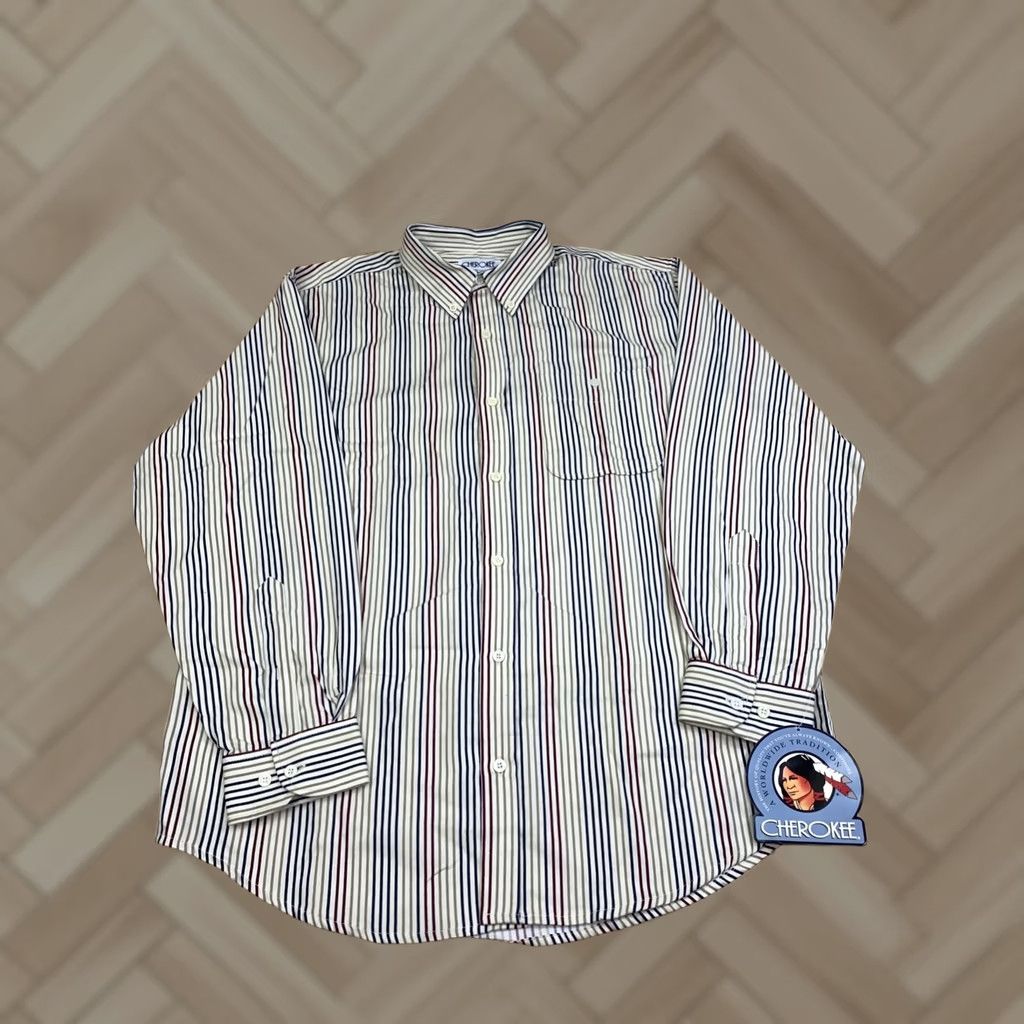 Cherokee VINTAGE Cherokee Button-Up Shirt Men L Striped Long Sleeve Casual Shirt Size US L / EU 52-54 / 3 - 1 Thumbnail