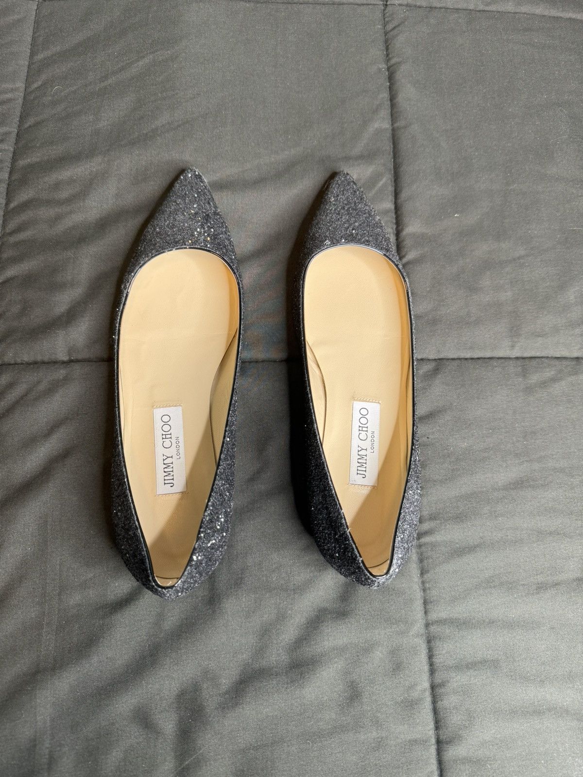 Jimmy Choo Jimmy Choo “Love/Alina Pointed-Toe Ballet” Glitter Flats Size US 9 / IT 39 - 4 Thumbnail