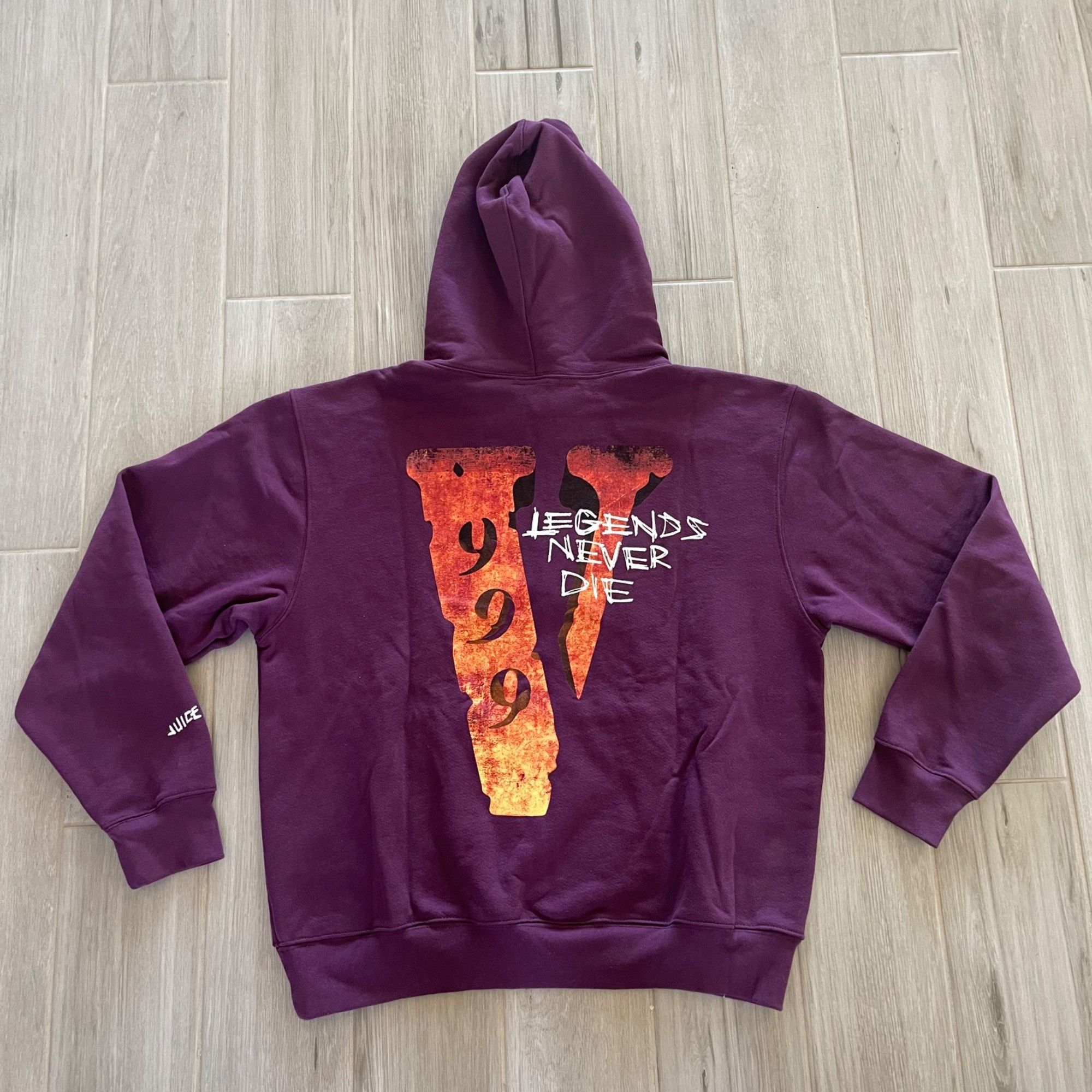 999 Club Vlone NEW VLONE x JUICE WRLD 999 LEGENDS NEVER DIE PURPLE HOODIE M Grailed