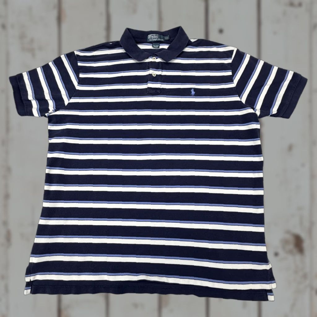 Polo Ralph Lauren Polo Ralph Lauren Polo Shirt Mens 2XL Blue White Striped Classic Cotton Casual Polo Shirt Mens Blue White Striped 2XL Size US XXL / EU 58 / 5 - 1 Thumbnail
