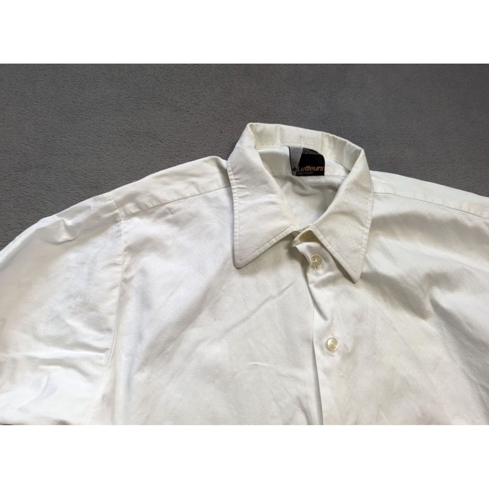 Vintage VINTAGE Lutteurs Shirt Button-Up Long Sleeve White 43 Mens Big & Tall French Size 43 Size US XL / EU 56 / 4 - 7 Thumbnail