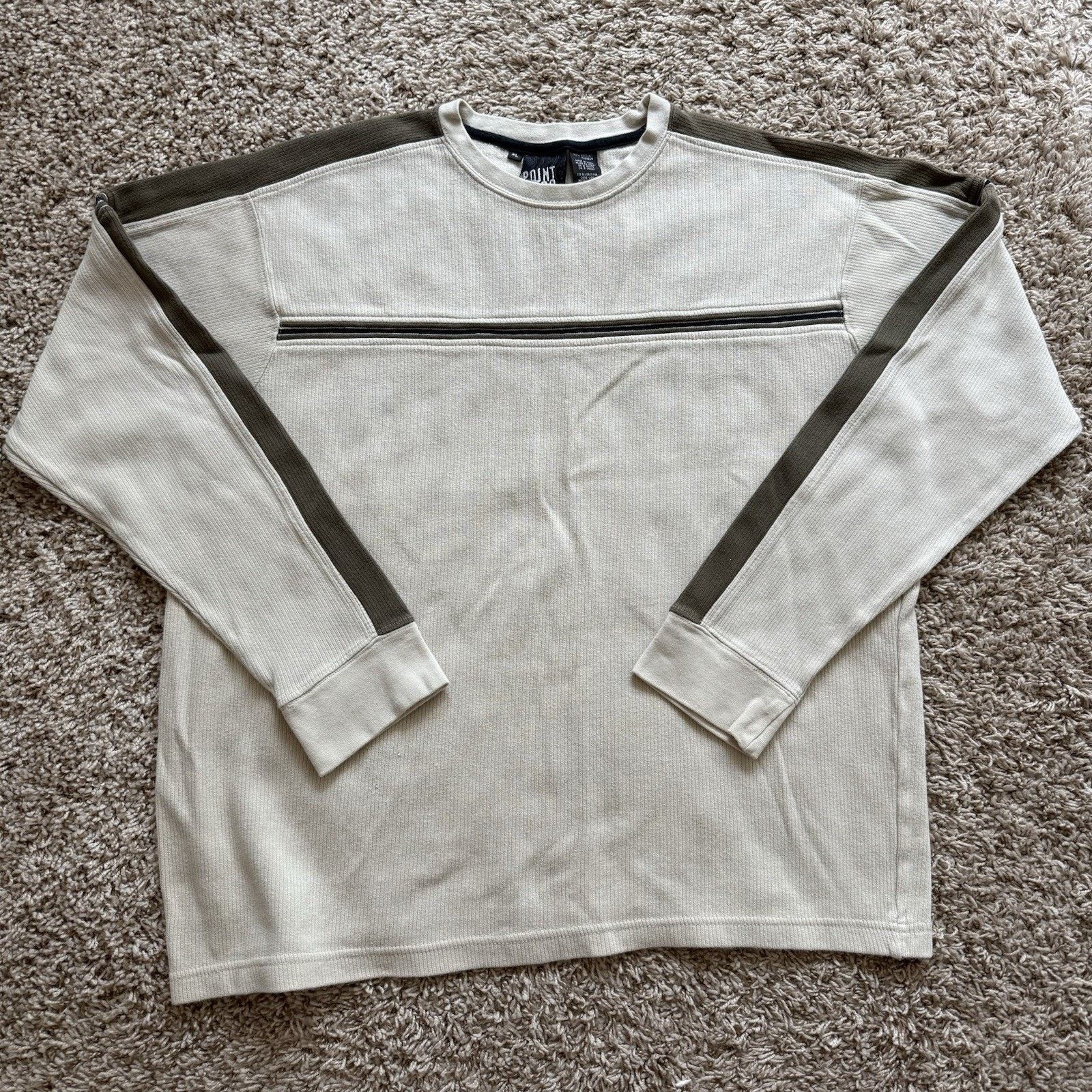 Point Zero × Vintage Vintage Point Zero LS Shirt Beige Ribbed Thermal Skater Y2k Size US XL / EU 56 / 4 - 1 Thumbnail