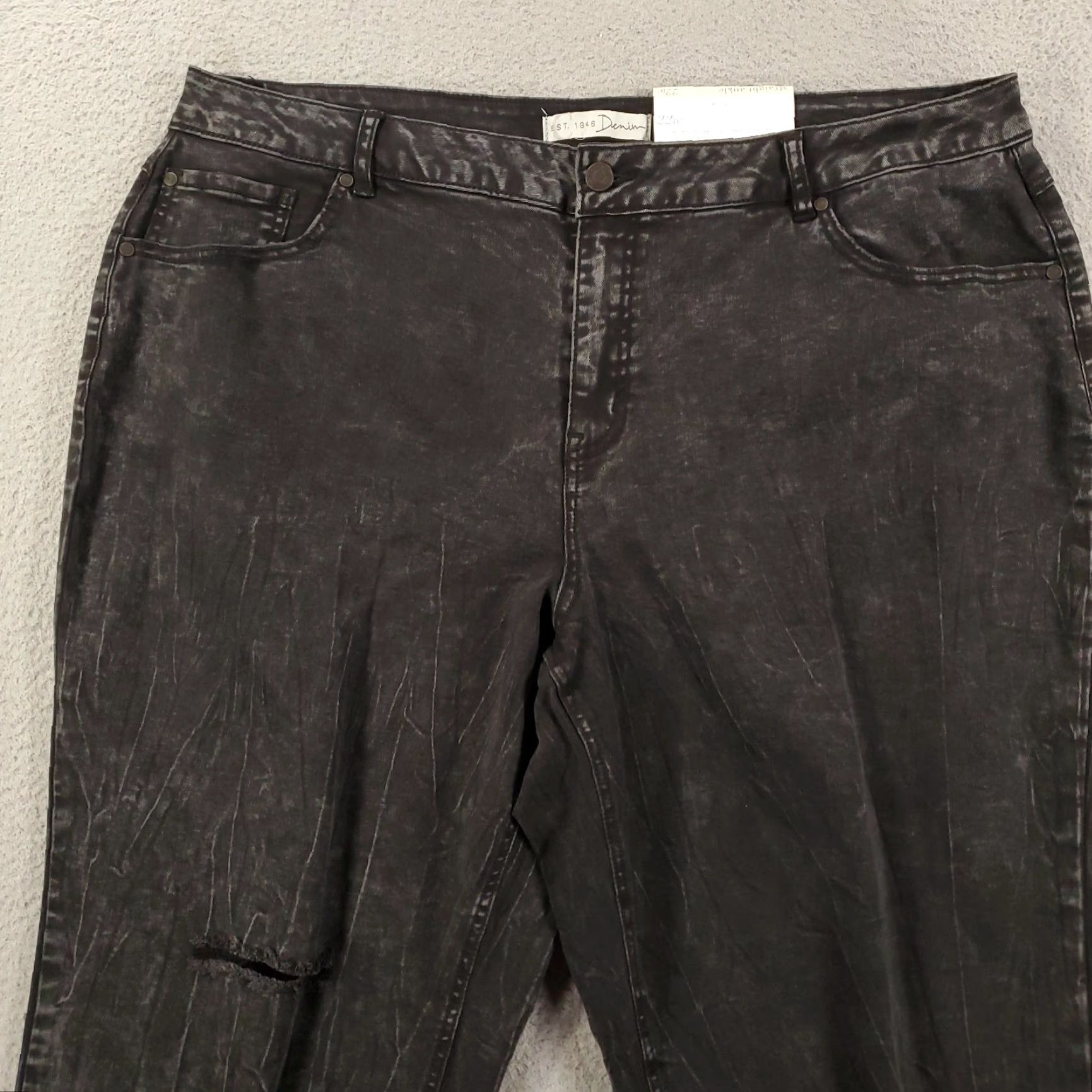 Vintage Cato Jeans Womens 22W Ankle Straight Distressed Wash Black NWT(Size 22W) Regular 5-Pocket Denim Cap Ultr a? Size 40" / US 18 - 3 Thumbnail