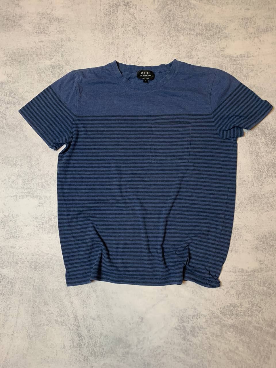Pre-owned A P C Luxury Man Stripped Tee In Blue