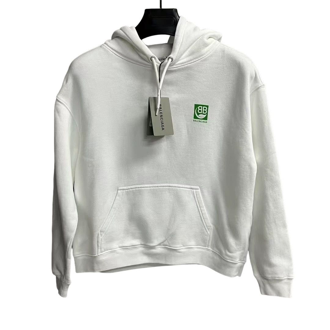Balenciaga Balenciaga Eco BB Logo Hoodie White Size M Size US M / EU 48-50 / 2 - 1 Thumbnail