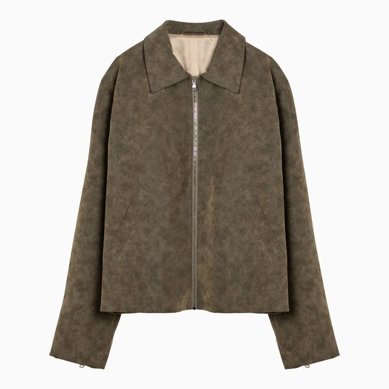 image of Sefr Moss-Coloured Bardem Jacket In Synthetic Suede in Brown, Men's (Size Medium)