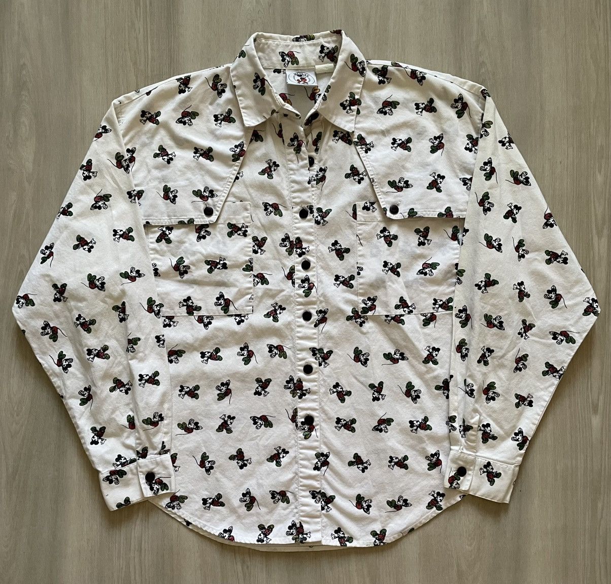 Designer × Disney × Vintage Vintage 80s Mickey Mouse Western Style AOP Button Women M-L Size L / US 10 / IT 46 - 1 Thumbnail