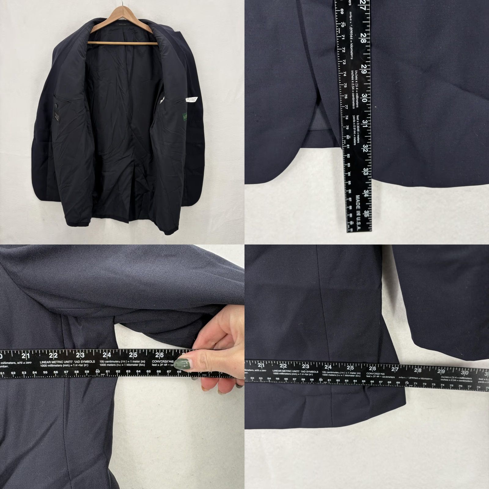 Ralph Lauren VINTAGE Lauren Ralph Lauren Blazer Mens 46R Navy Wool Gold Button Sport Coat Nautical Size 46R - 8 Thumbnail
