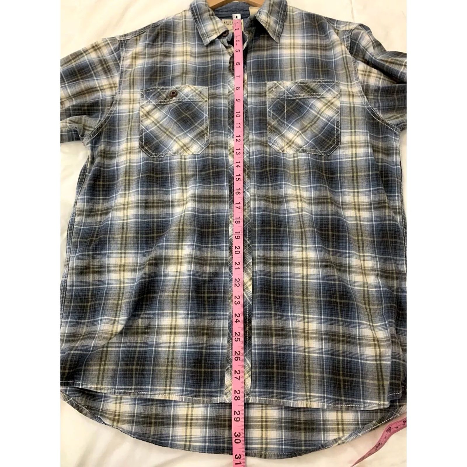 Vintage RedHead Plaid Button-Up Shirt Long Sleeve Men M Beige Blue Size US M / EU 48-50 / 2 - 5 Thumbnail