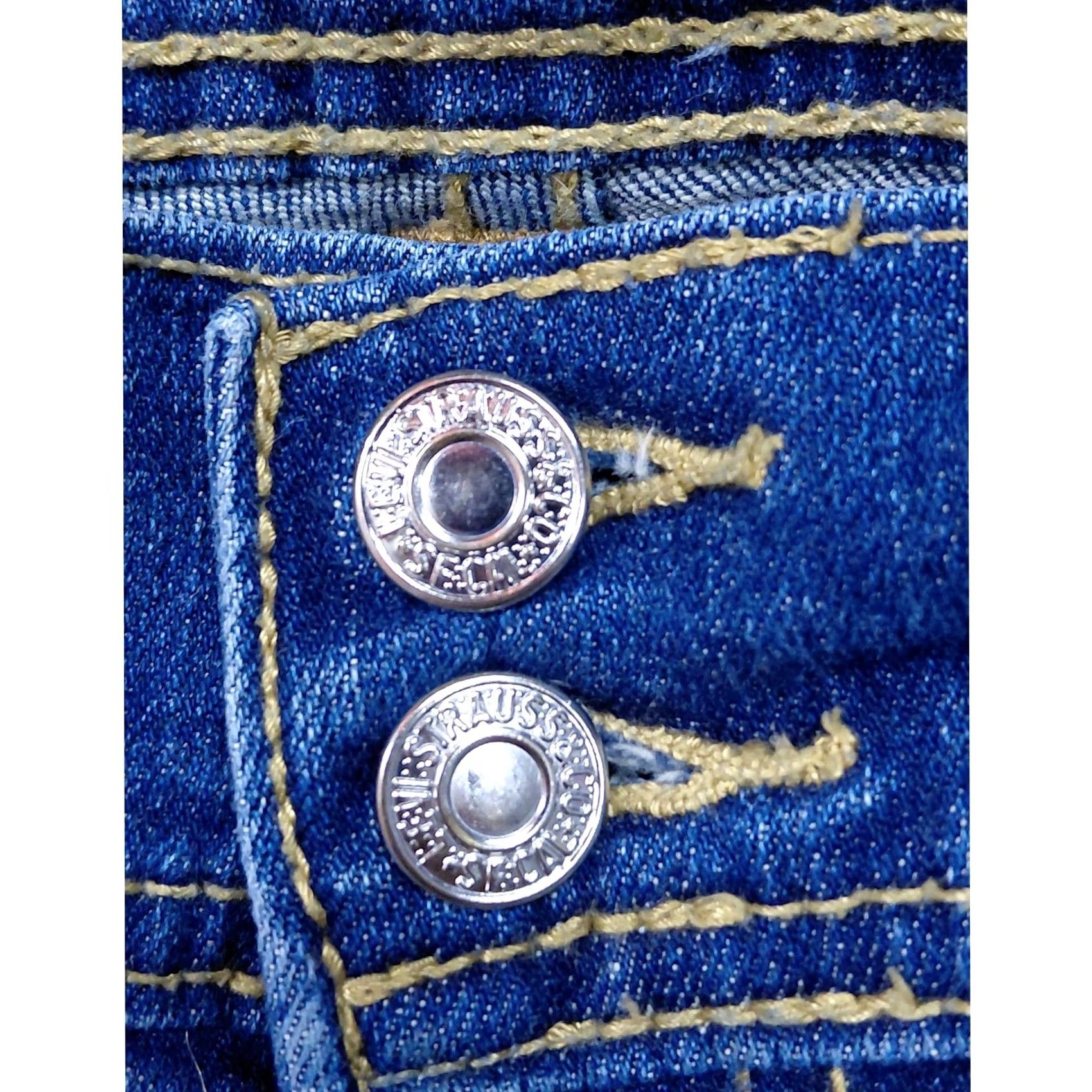 Vintage VINTAGE Levi’s 524 Too Superlow Skinny Jeans Women W27 L32 Distressed Knee Jeans Y2K Retro Blue Denim Cotton Elastane Size 27" / US 4 / IT 40 - 4 Thumbnail