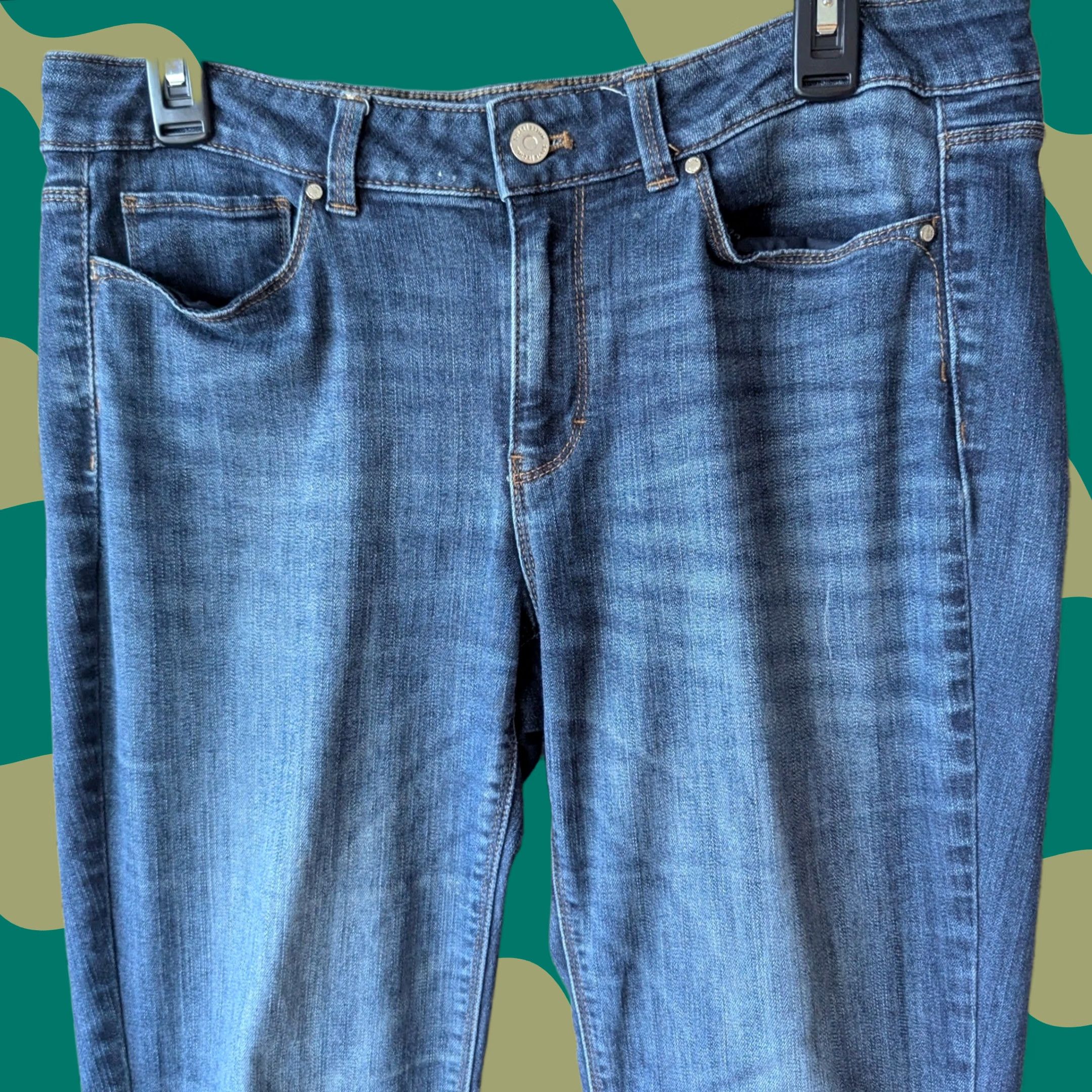White House Black Market WHBM The Slim Curvy Jeans Straight Leg Womens 10 Tall Dark Wash Denim High Rise Size 32" / US 10 / IT 46 - 1 Thumbnail