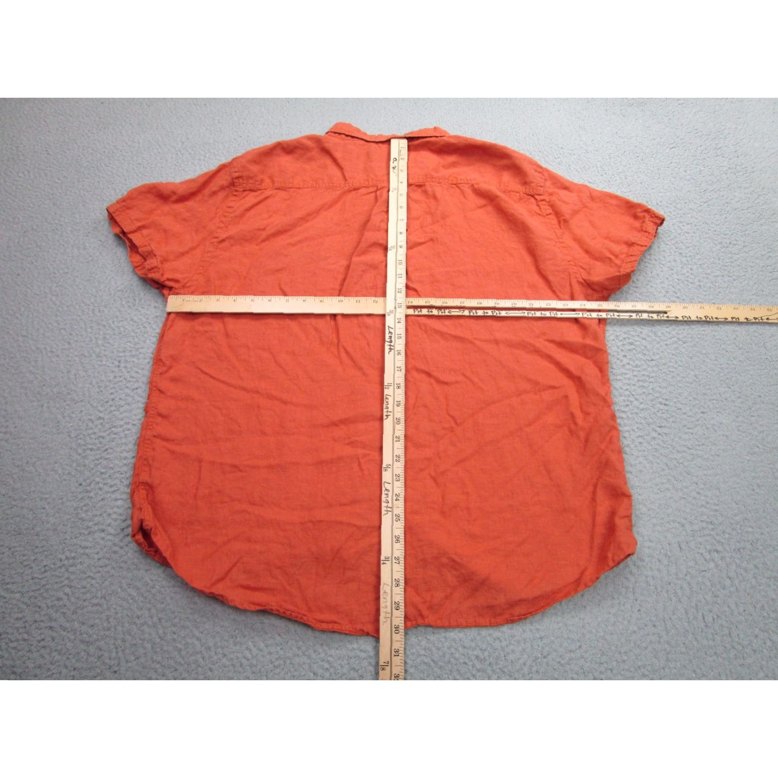 Billy Reid VINTAGE Billy Reid Shirt Men's 2XL Short Sleeve Linen Button-Down Orange Casual Summer Fit Size US XXL / EU 58 / 5 - 6 Thumbnail