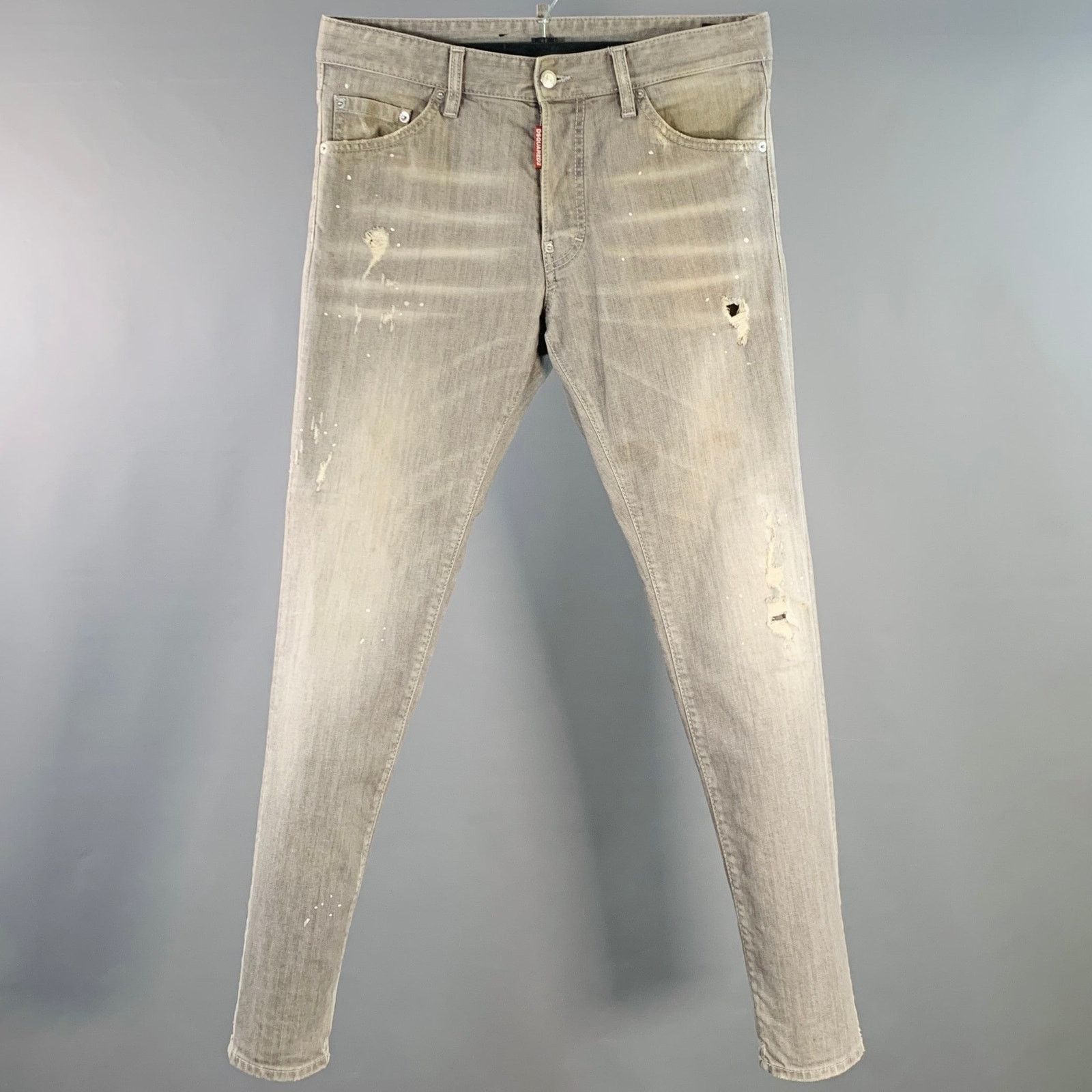 Dsquared2 DSQUARED2 Distressed Cotton Straight Button Jeans Size US 32 / EU 48 - 1 Thumbnail